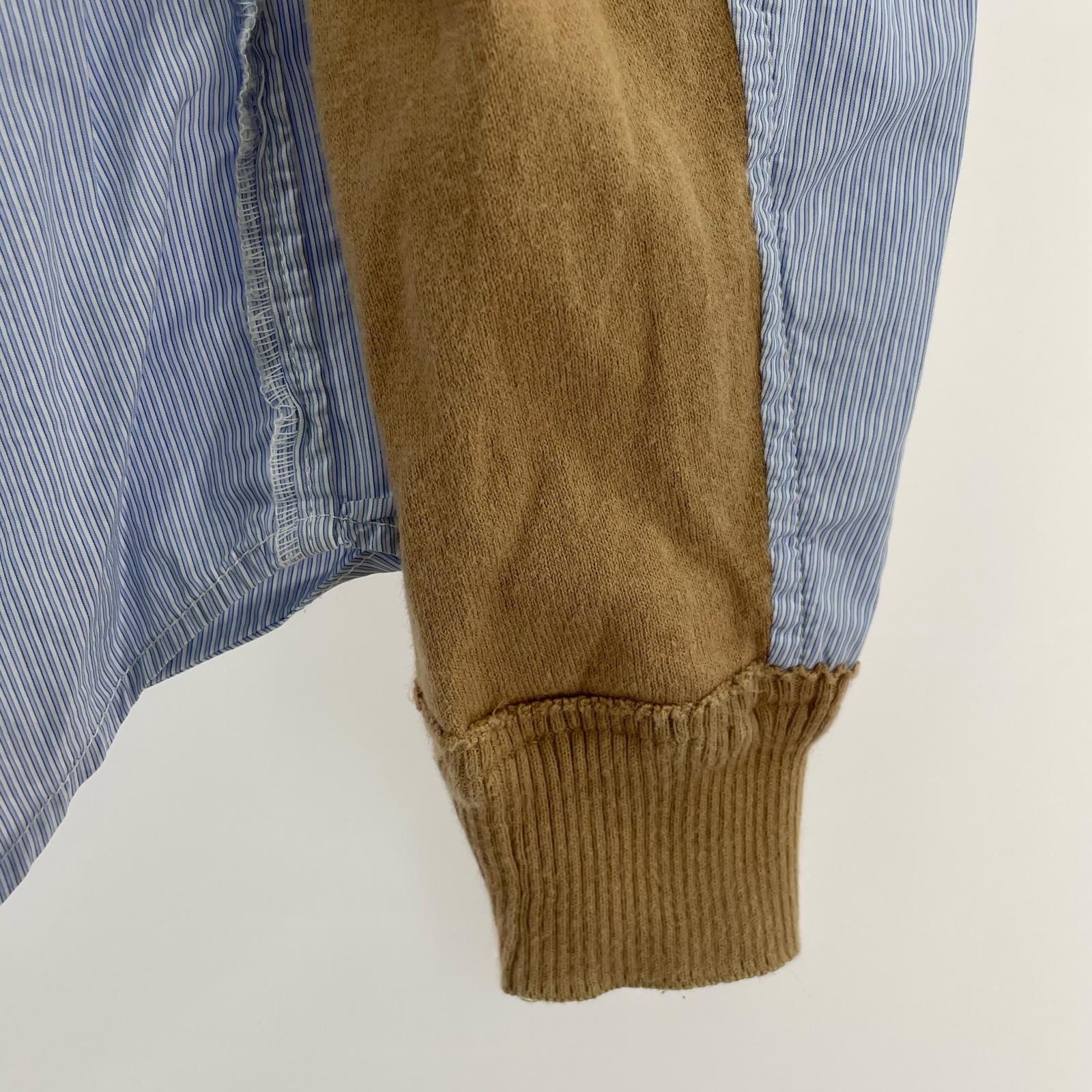 長袖シャツ 16AW 内袖カフスニット ストライプシャツ 2 2 ブルー