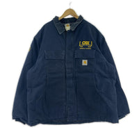 ジャケット Carhartt 00s USA製 企業刺繍 トラディショナルジャケット XXL程度 ネイビー 52 ネイビー