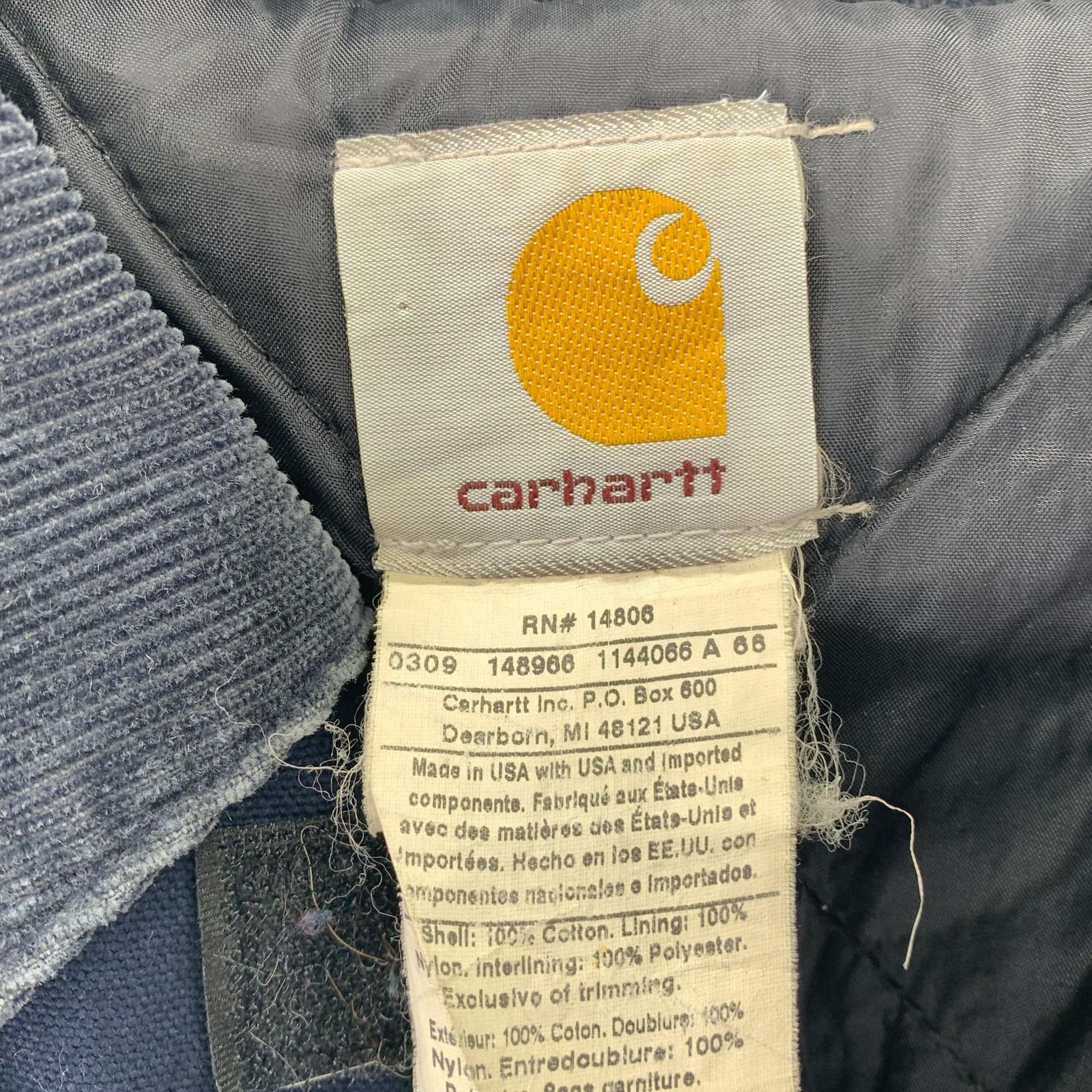 ジャケット Carhartt 00s USA製 企業刺繍 トラディショナルジャケット XXL程度 ネイビー 52 ネイビー