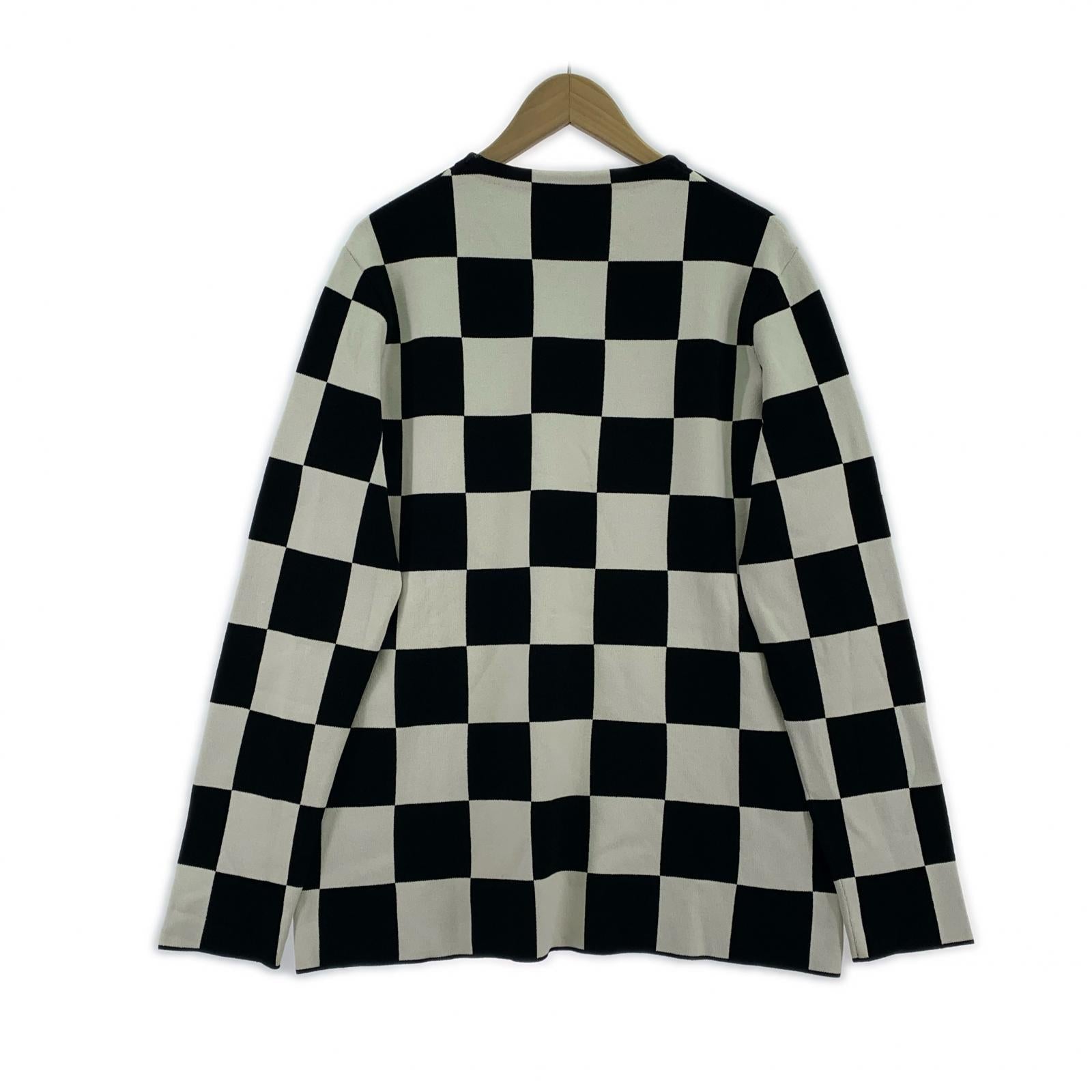ニット JIL SANDER チェッカーニット 48 ブラック×ホワイト 48