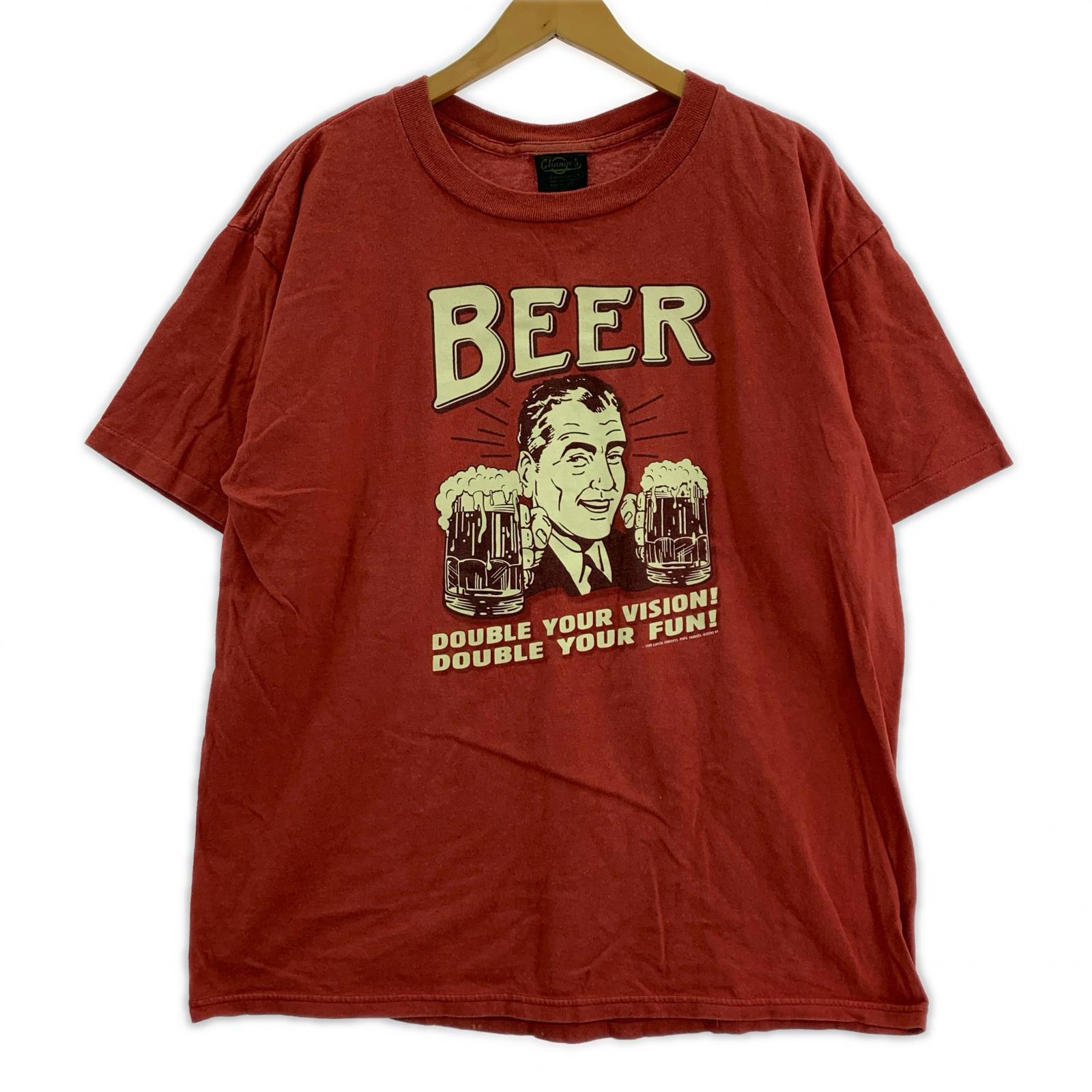 半袖Tシャツ 90s BEER USA製 赤 (L) L レッド