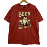 半袖Tシャツ 90s BEER USA製 赤 (L) L レッド