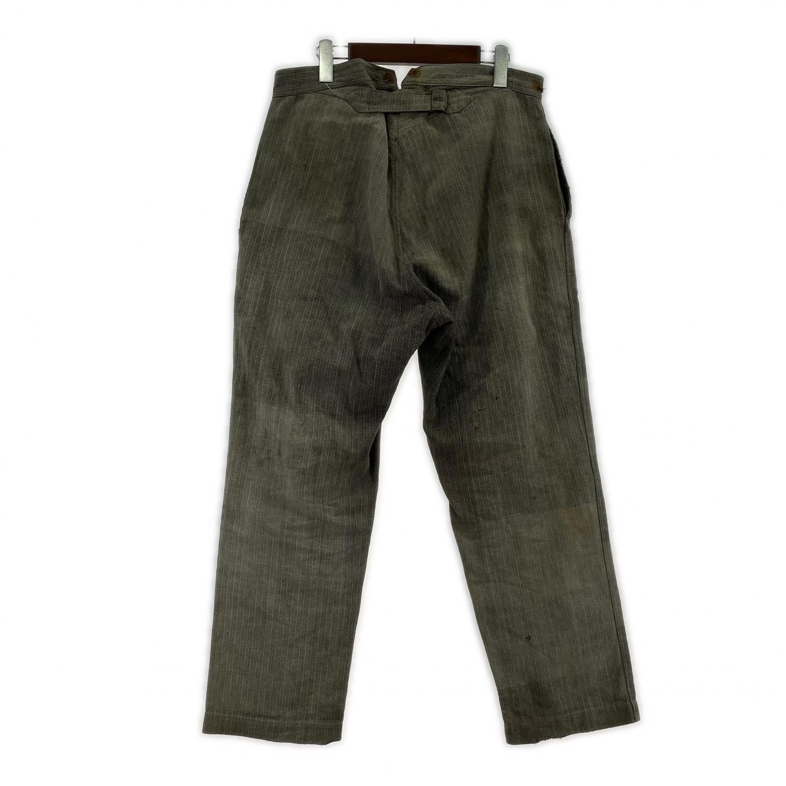 パンツ 推定30s フレンチブラックシャンブレーHBTワークパンツ W35