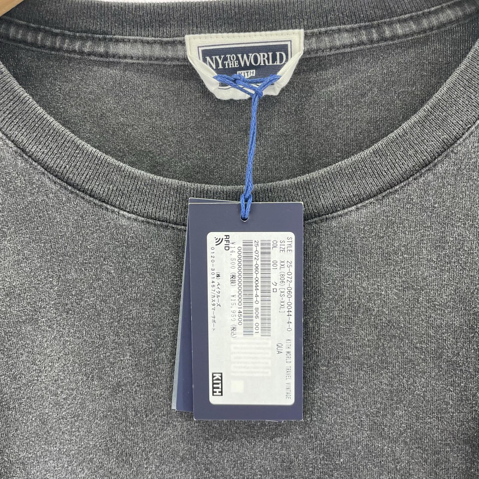 長袖Tシャツ KITH 25AW World Travel VINTAGE L/S Tee 黒 ブラック