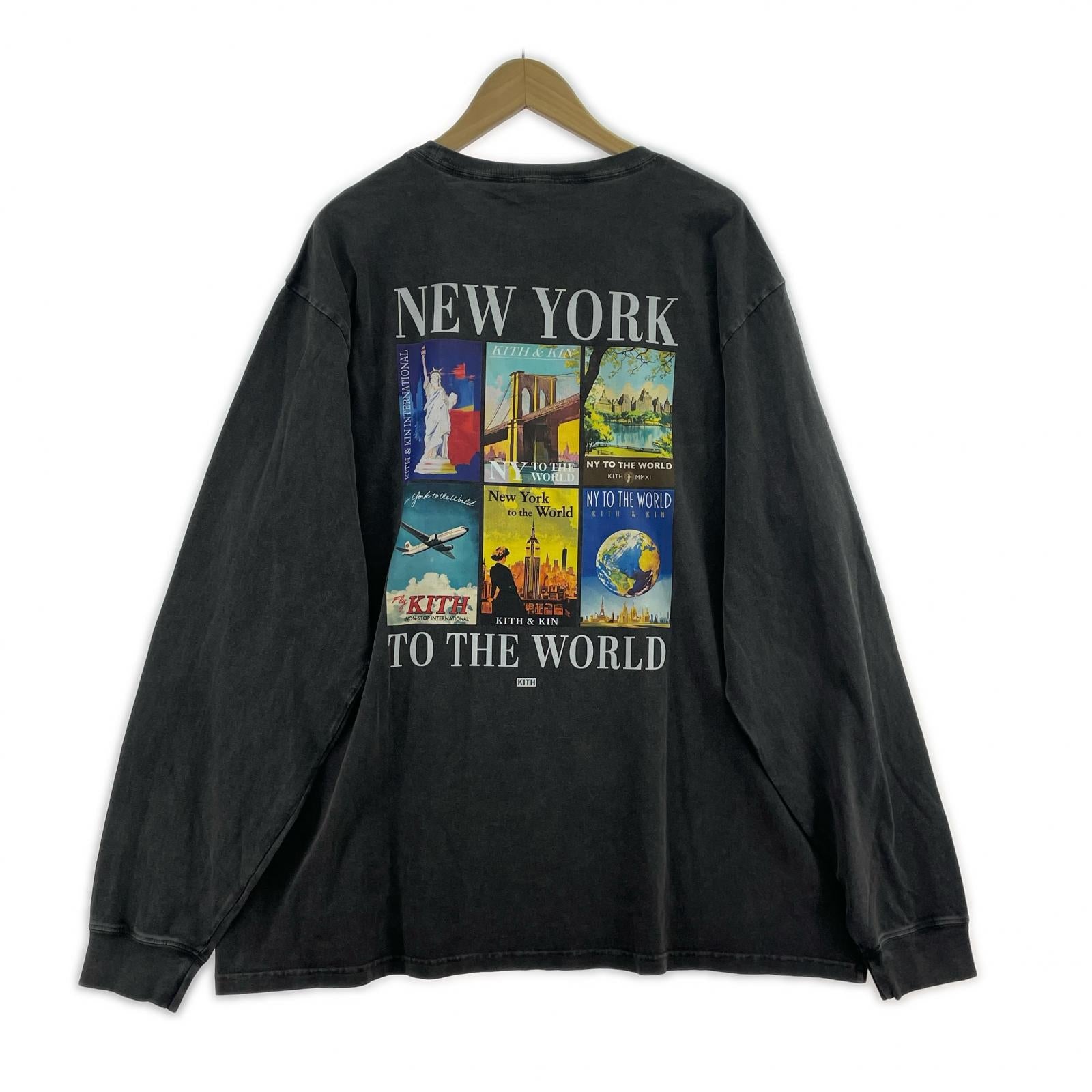 長袖Tシャツ KITH 25AW World Travel VINTAGE L/S Tee 黒 ブラック