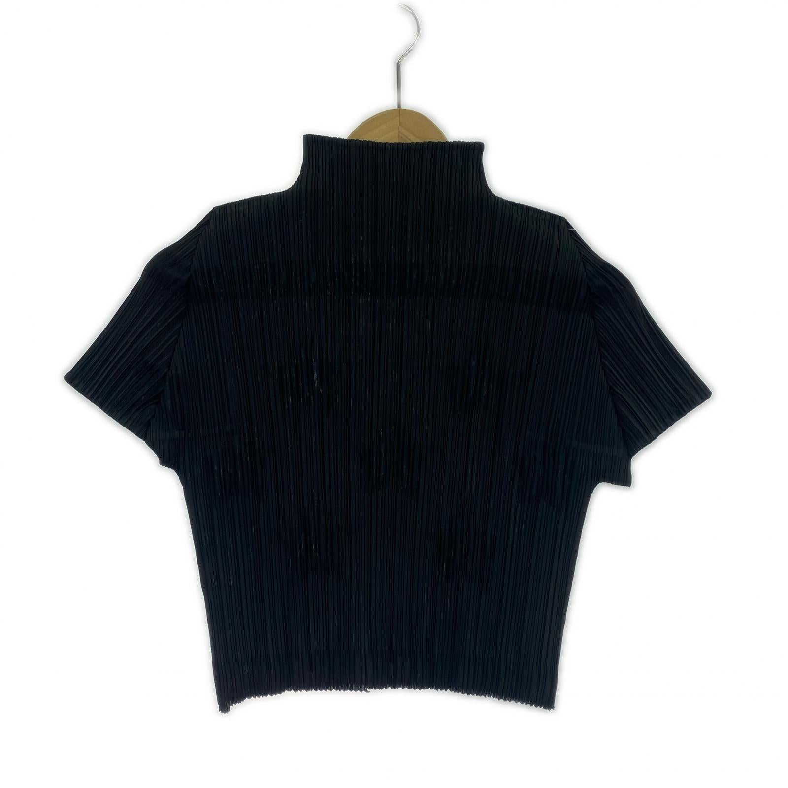 半袖Tシャツ 星型 ハイネックプリーツトップス ブラック(3) ブラック