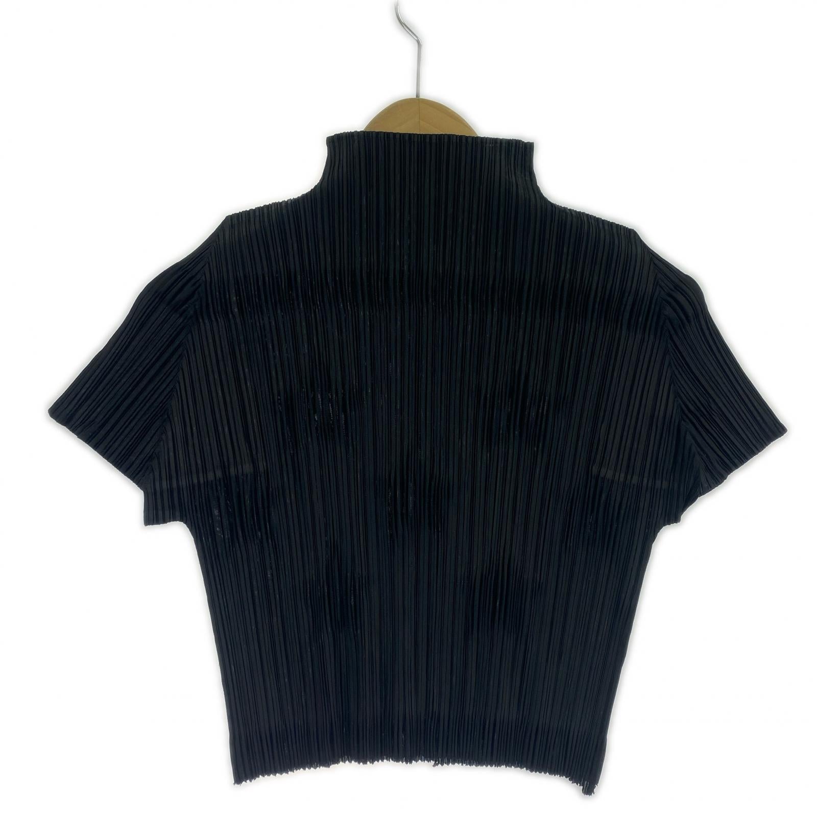 半袖Tシャツ 星型 ハイネックプリーツトップス ブラック(3) ブラック
