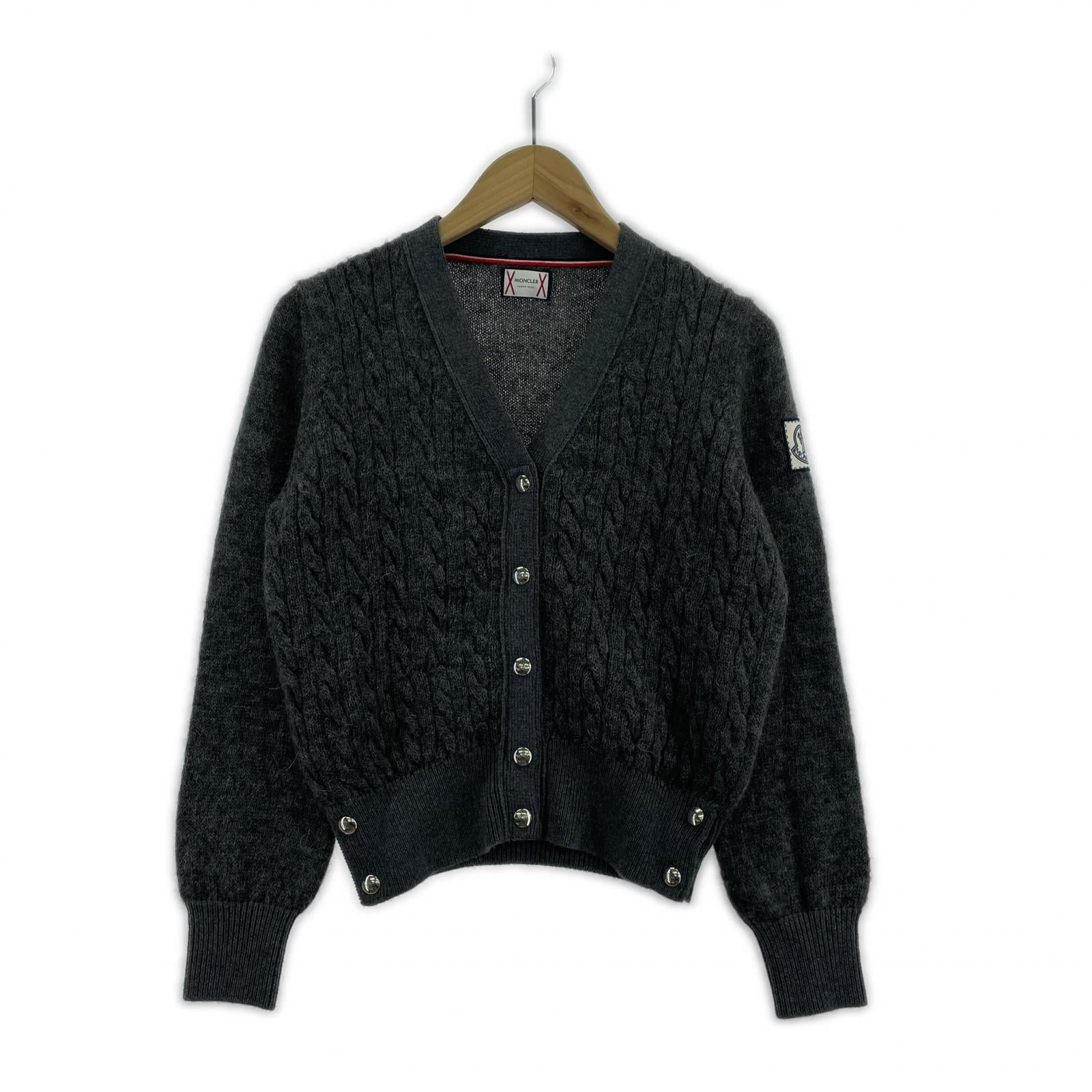 カーディガン MONCLER GAMME BLEU MAGLIA CARDIGAN モヘアカーディガン 38 グレー 38 グレー