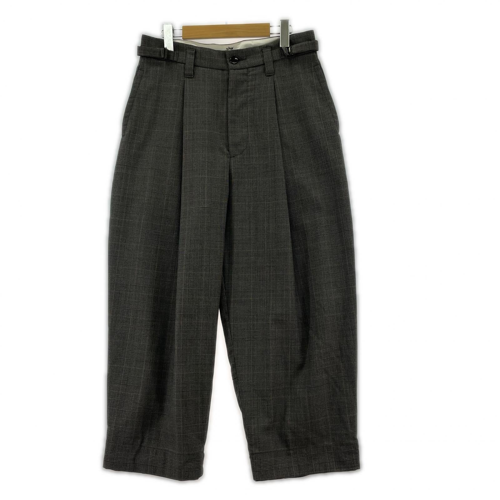 パンツ Saxony wool wide cropped pt/2/グレンチェック/24aw pt-2 2