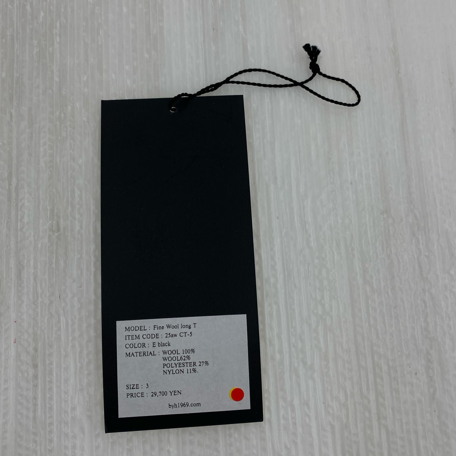 長袖Tシャツ Fine Wool long T/3/ブラック/25aw CT-5 3 ブラック