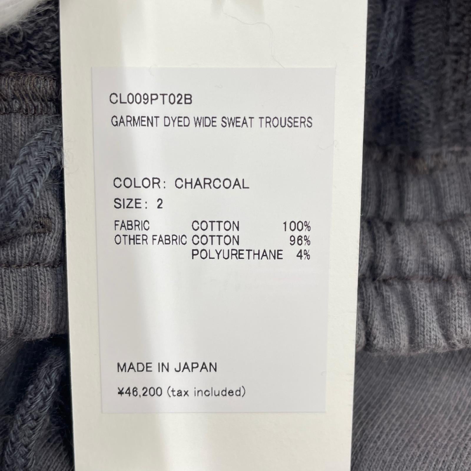 パンツ Call GARMENT DYED WIDE SWEAT TROUSERS CL009PT02B チャコール (2) タグ付き 2
