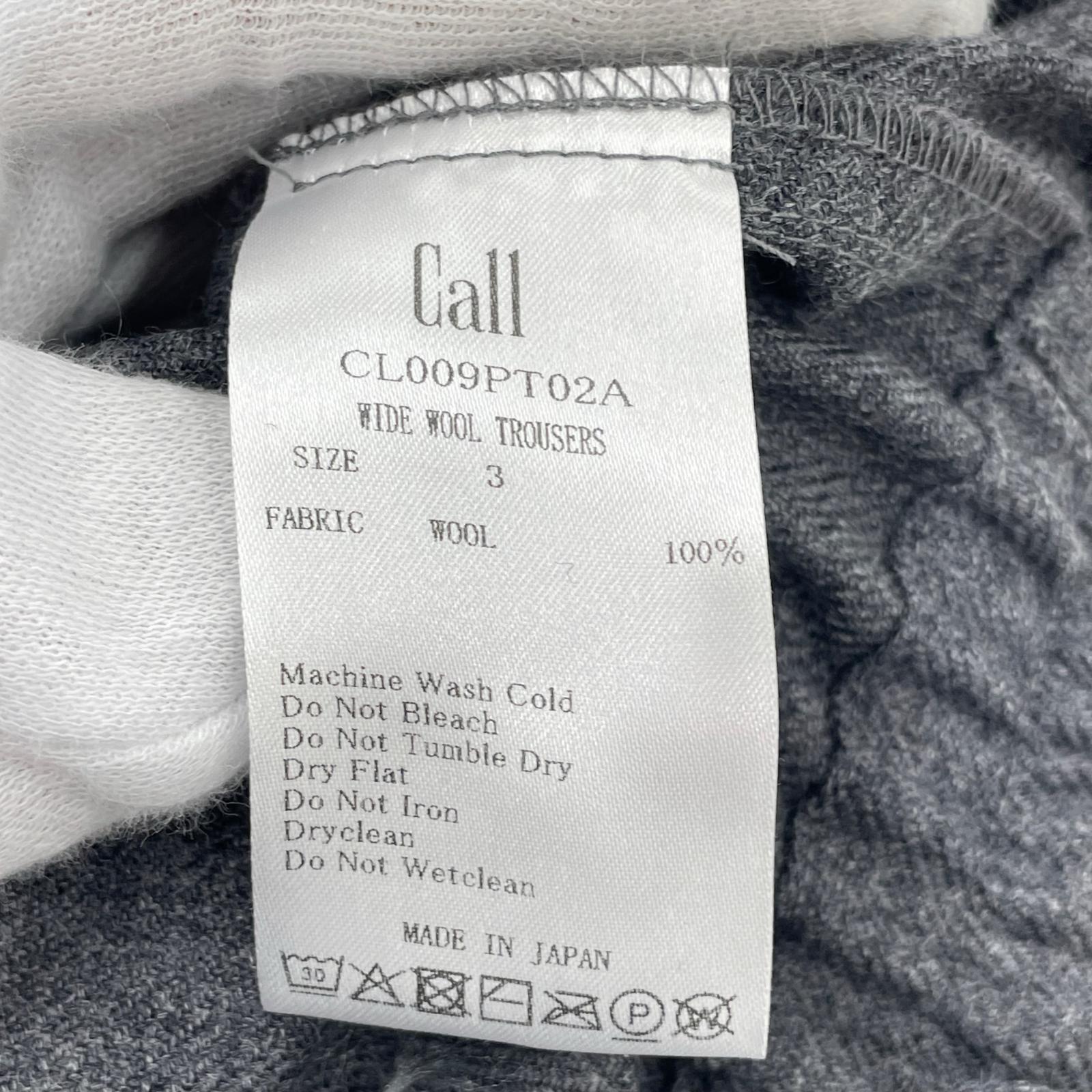 パンツ Call WIDE WOOL TROUSERS CL009PT02A グレー (3) 3 グレー