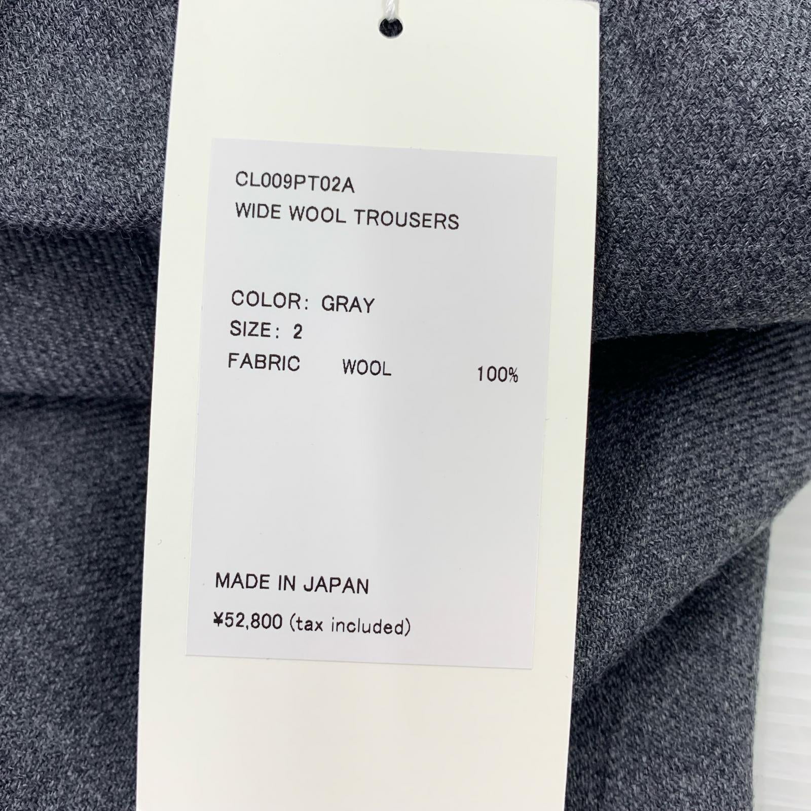 パンツ 25AW WIDE WOOL TROUSERS グレー (2) 2 グレー