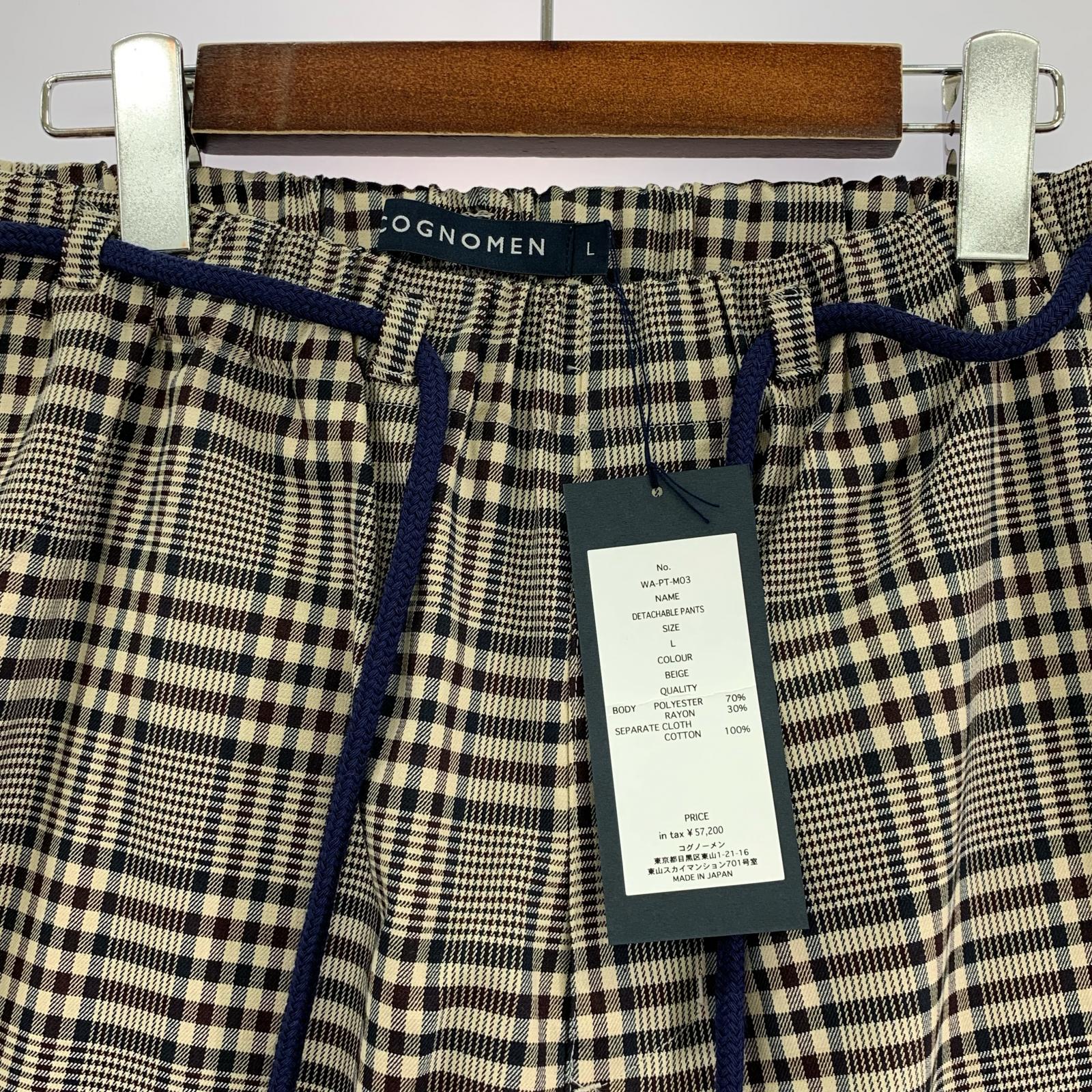 パンツ DETACHABLE PANTS L BEIGE チェック L