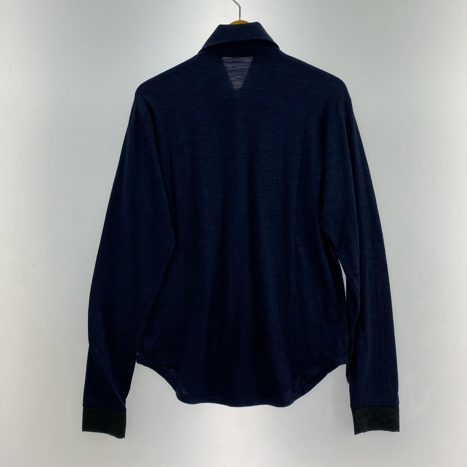 長袖シャツ Dhal Super 120's TOP Wool Jersey 別注ウールシャツ 0 ネイビー×グレー 0