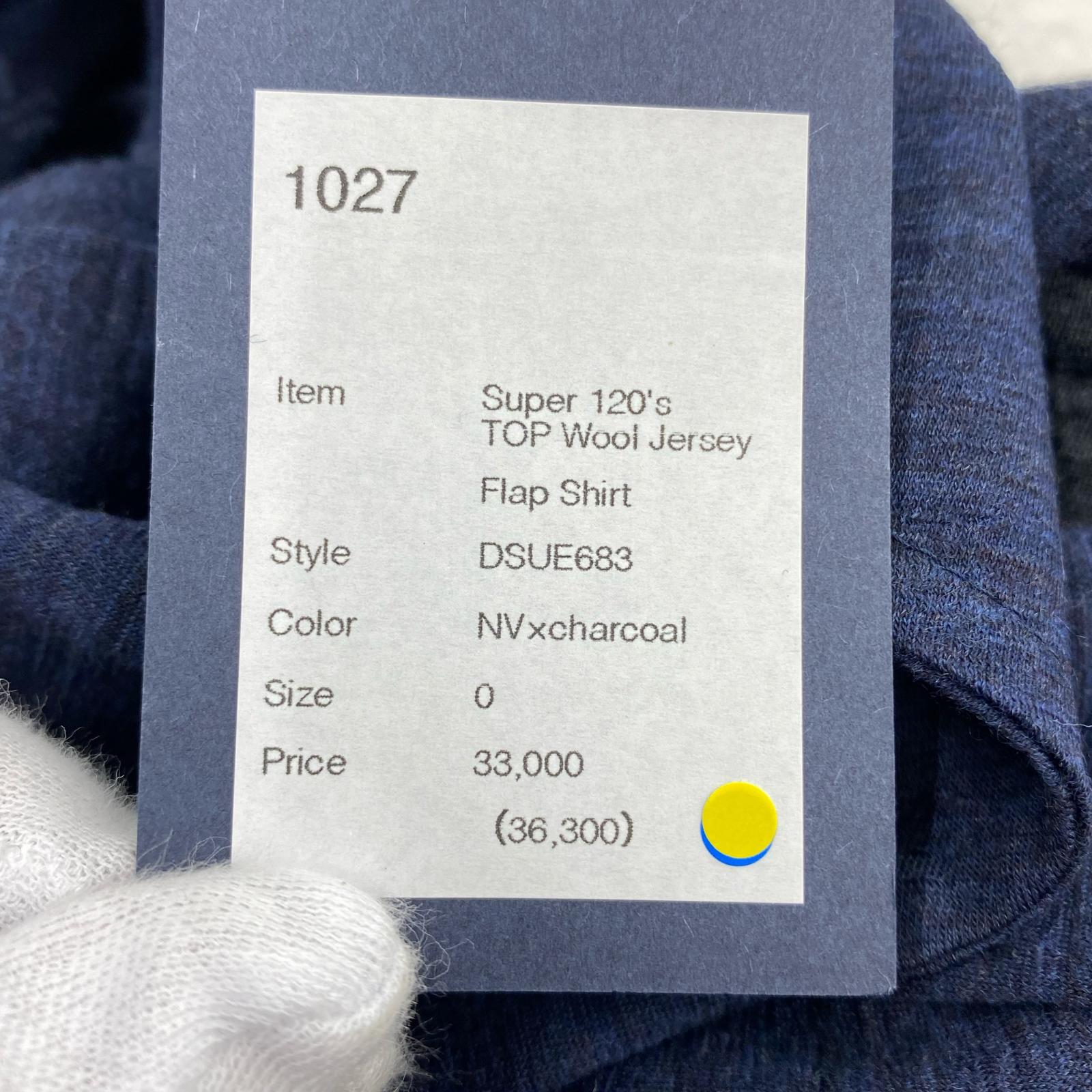 長袖シャツ Dhal Super 120's TOP Wool Jersey 別注ウールシャツ 0 ネイビー×グレー 0