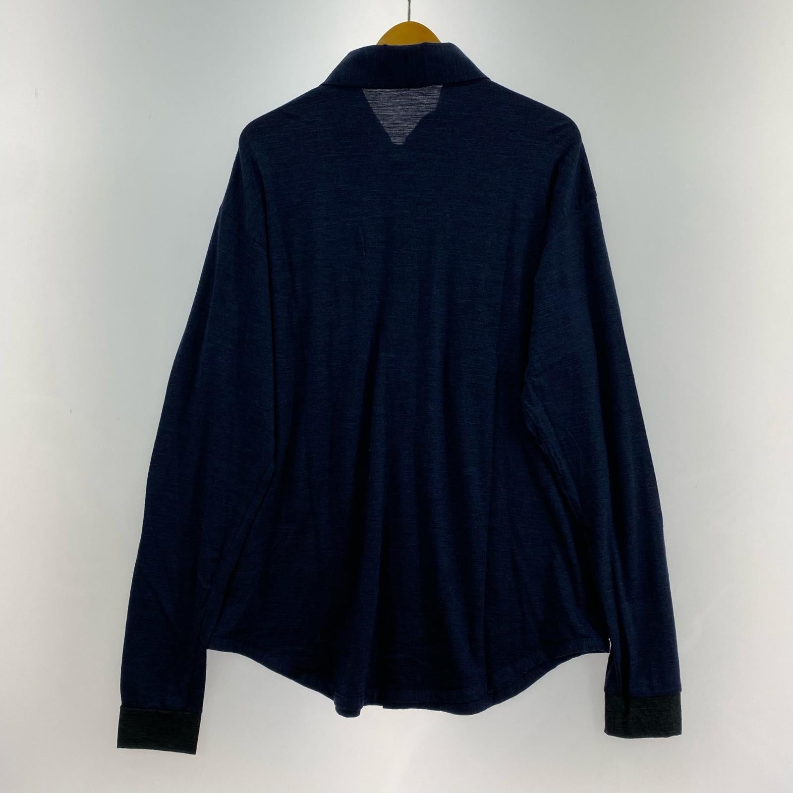 長袖シャツ Dhal Super 120's TOP Wool Jersey 別注ウールシャツ 0 ネイビー×グレー 2