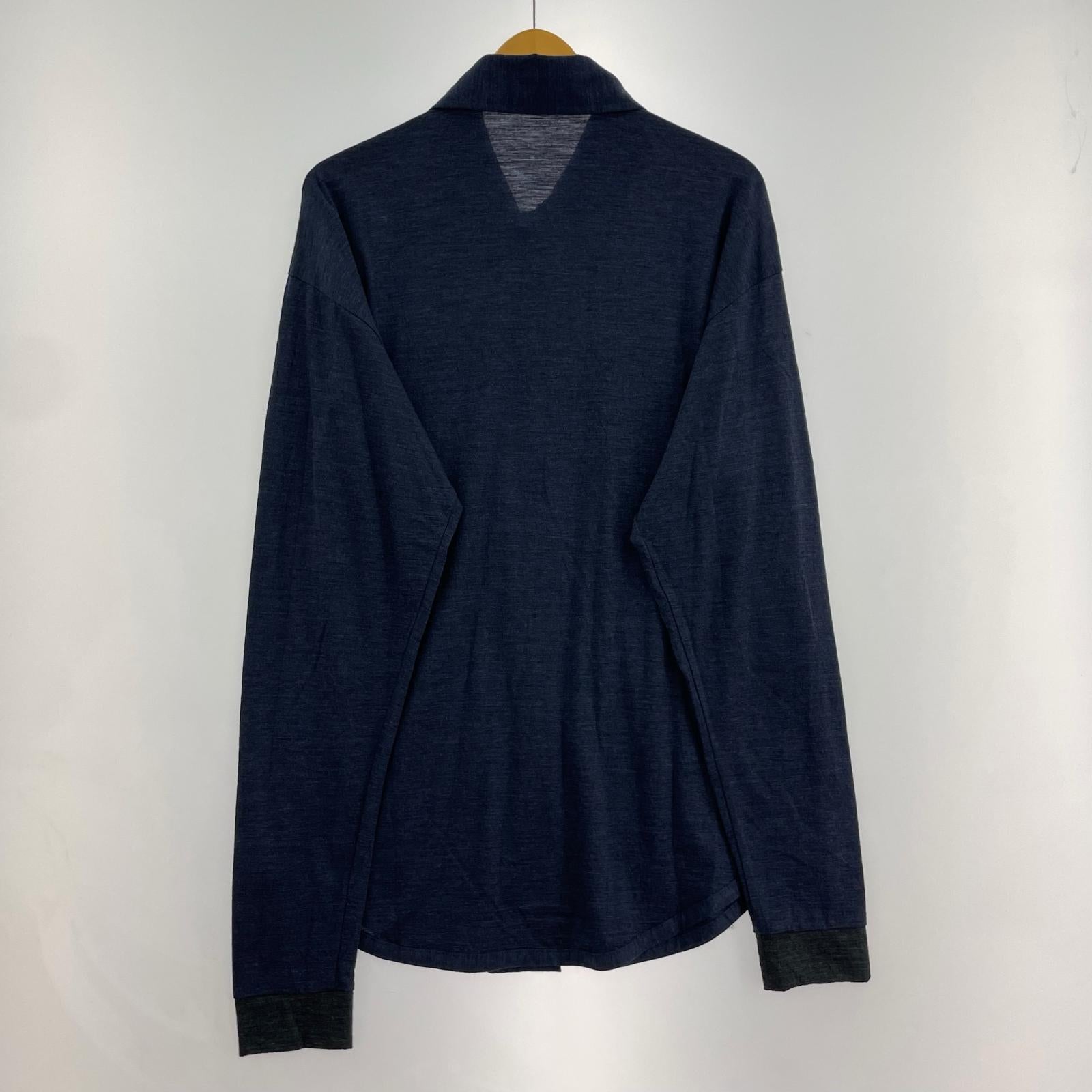 長袖シャツ Super120’s TOP Wool Jersey Flap Shirt (2) 2 ネイビー