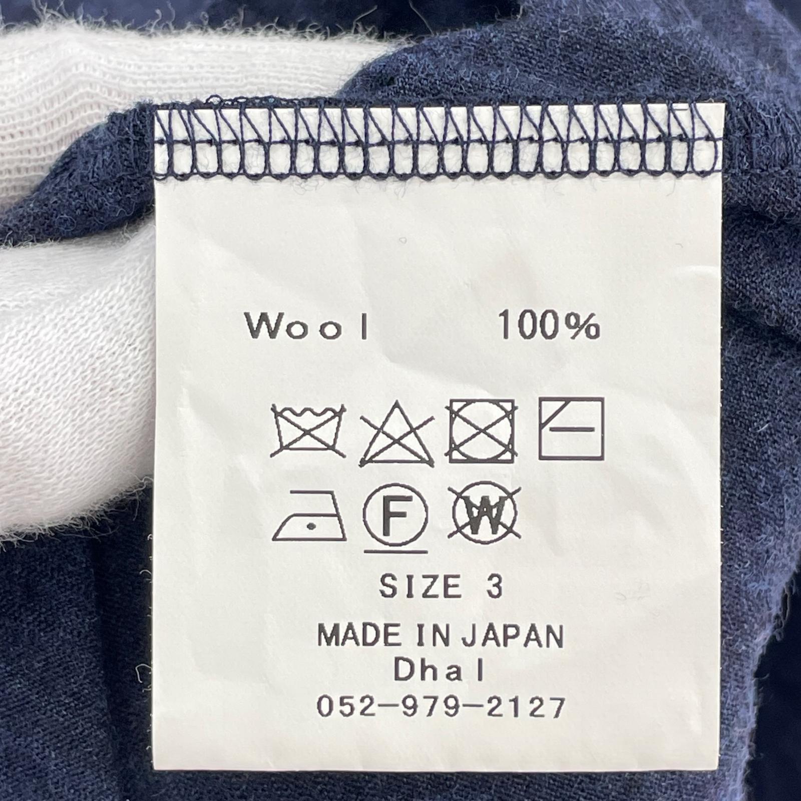 長袖シャツ 1027 Dhal 別注シャツ Super 120's top wool jersey flap shirt dhal