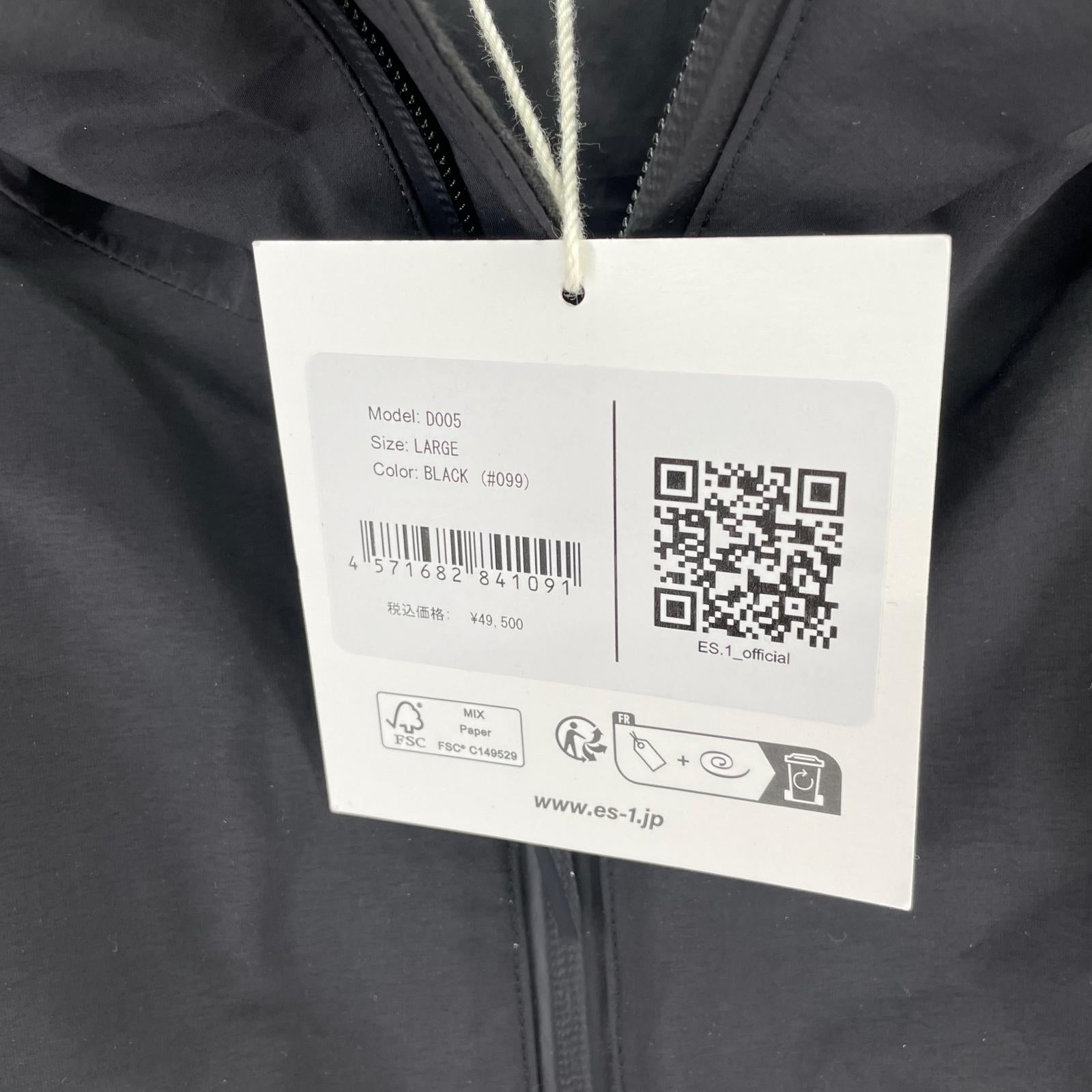 ダウンジャケット ES.1 3lyr down Hoodie エスアイ 3レイヤーダウンフーディ D005 黒 (L) タグ付き L ブラック