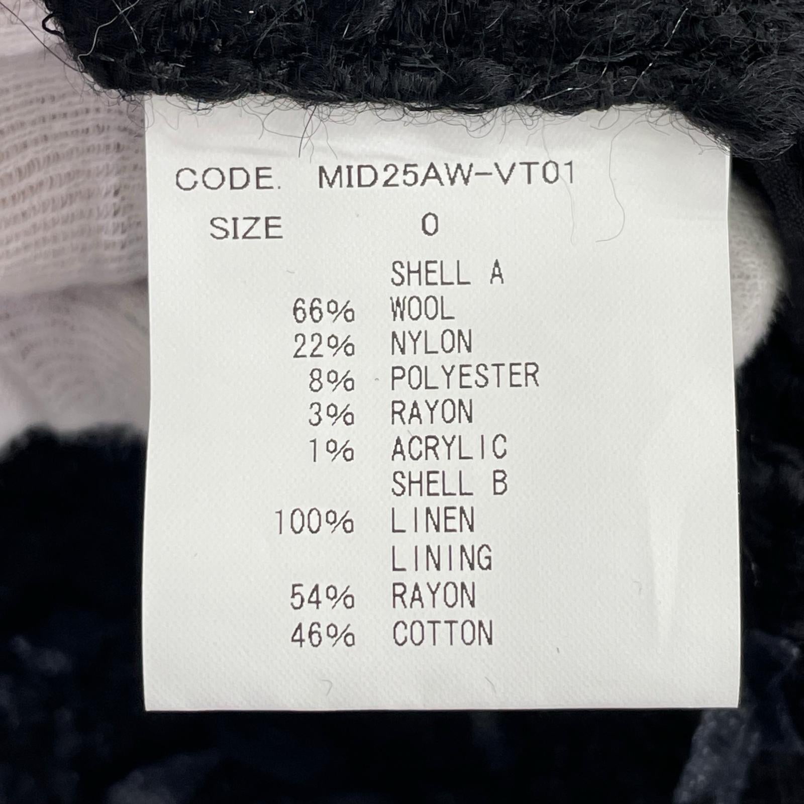長袖シャツ TWEED VEST/0/ブラック/MID25AW-VT01 0 ブラック