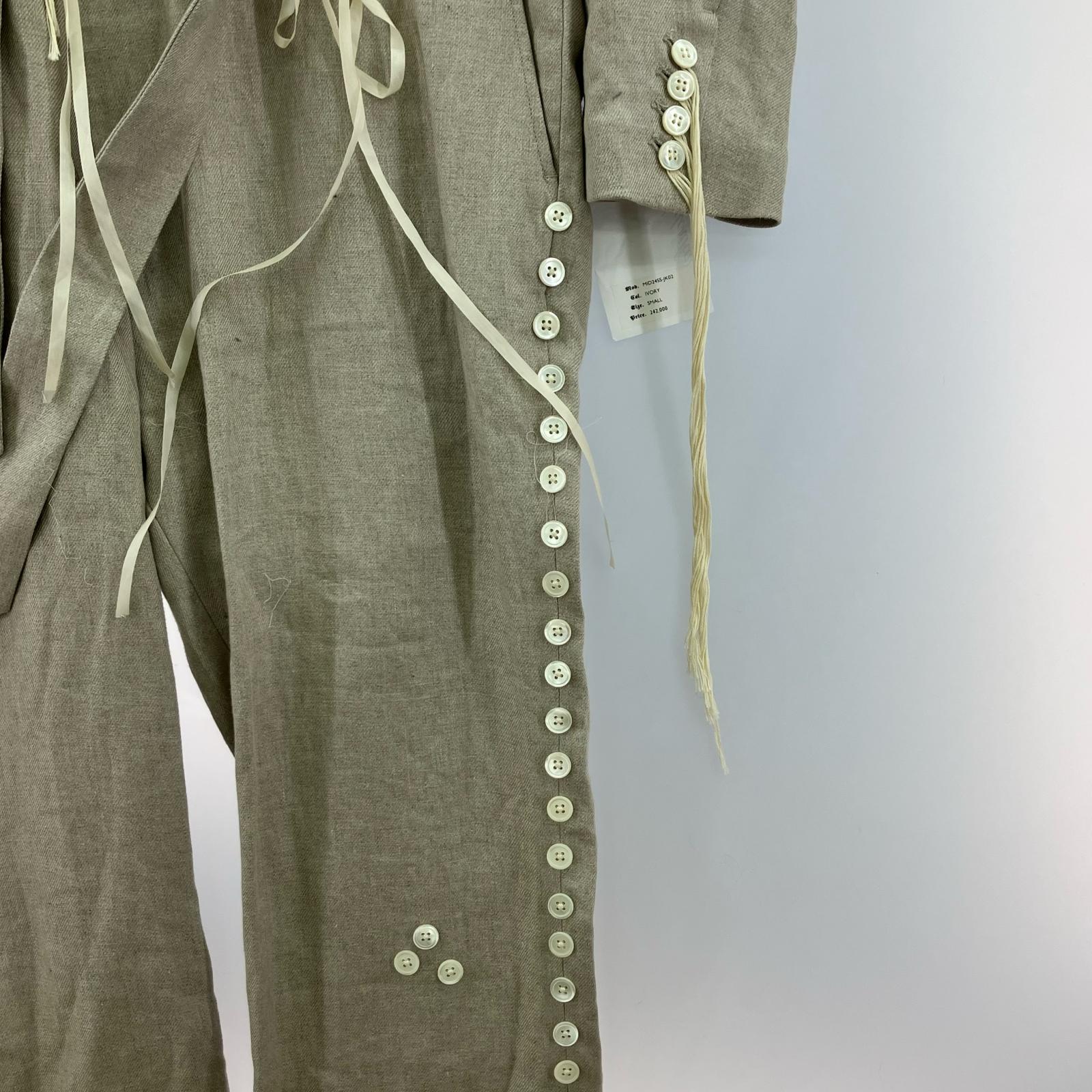 オーバーオール BUTTON LINEN JUMP SUITS IVORY (S) S ベージュ