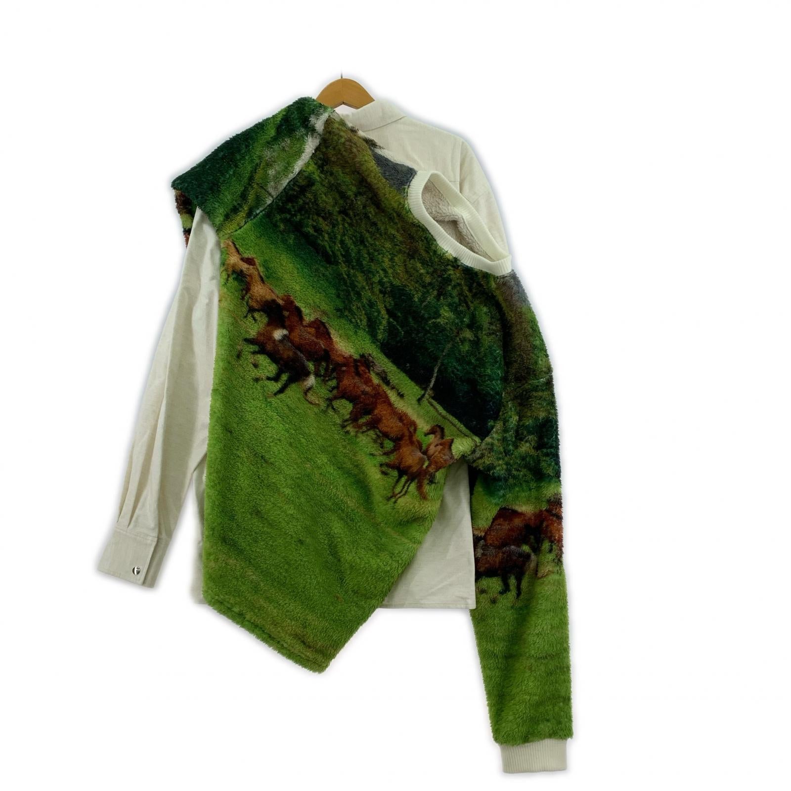ジャケット 25AW SWEATING HORSE ドッキング 馬 白緑 (2) 2