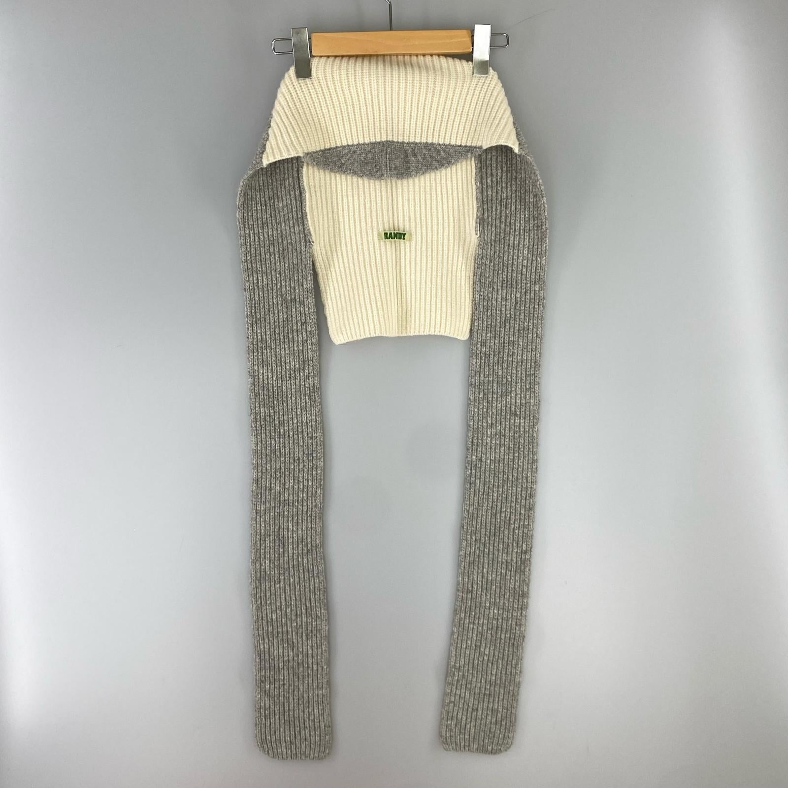 ニットキャップ ニット バラクラバ 白グレー