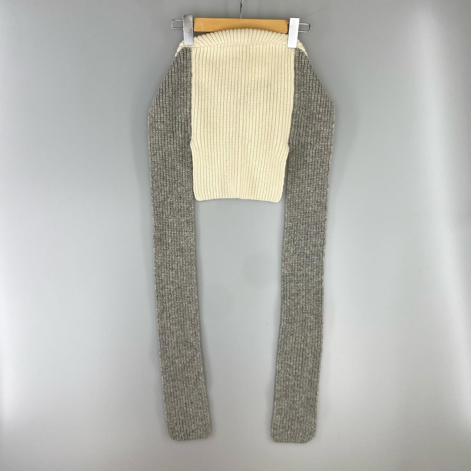 ニットキャップ ニット バラクラバ 白グレー