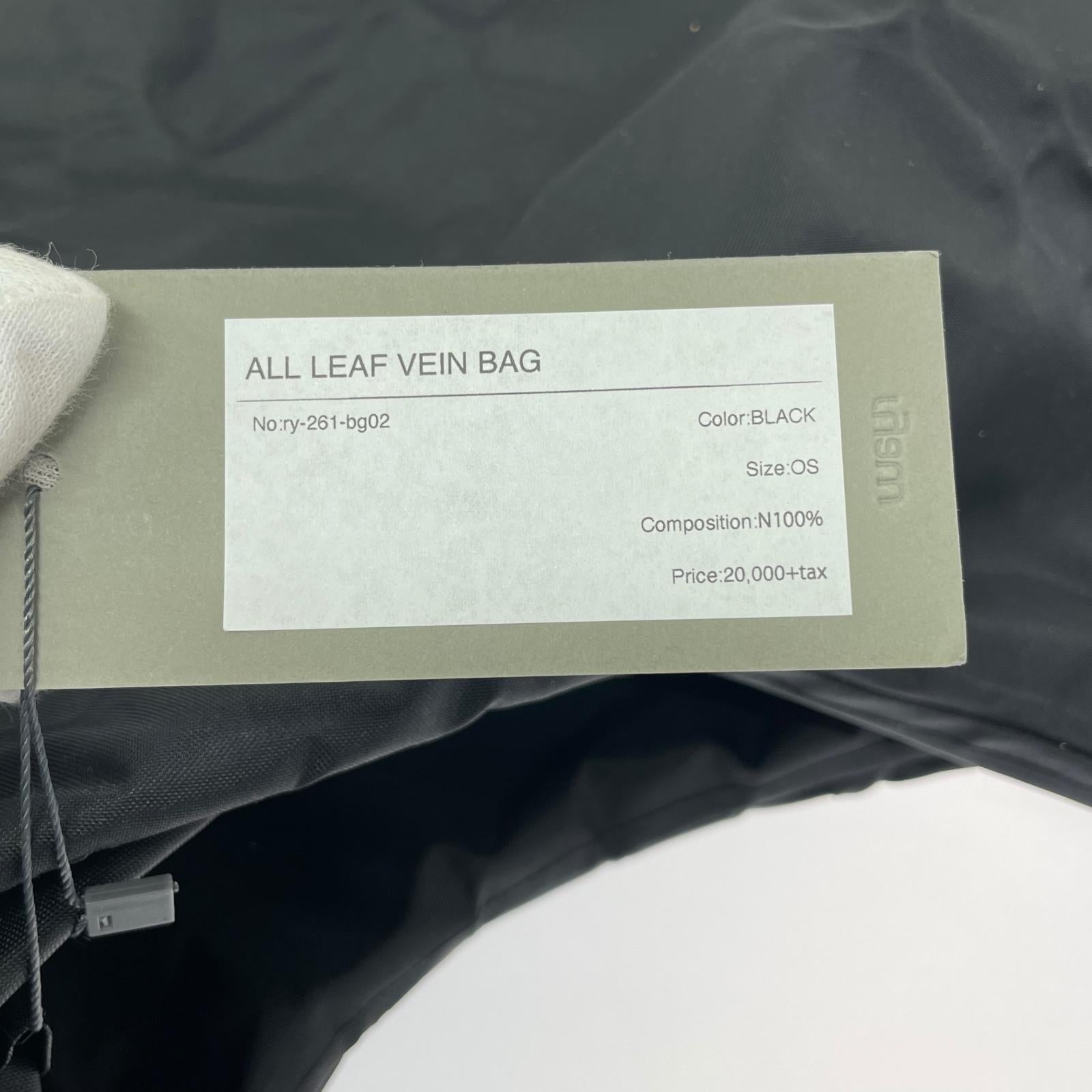 ショルダーバッグ ryaw ALL LEAF VEIN BAG ry-261-bg02 黒 タグ付き ブラック