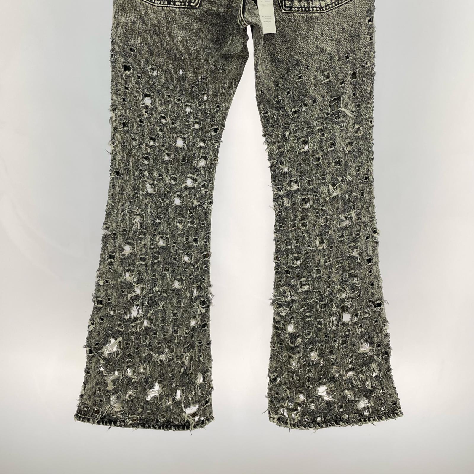 パンツ CRASHED BLACK MODERN DENIM FLARED TROUSERS 30 FADED BLACK 30