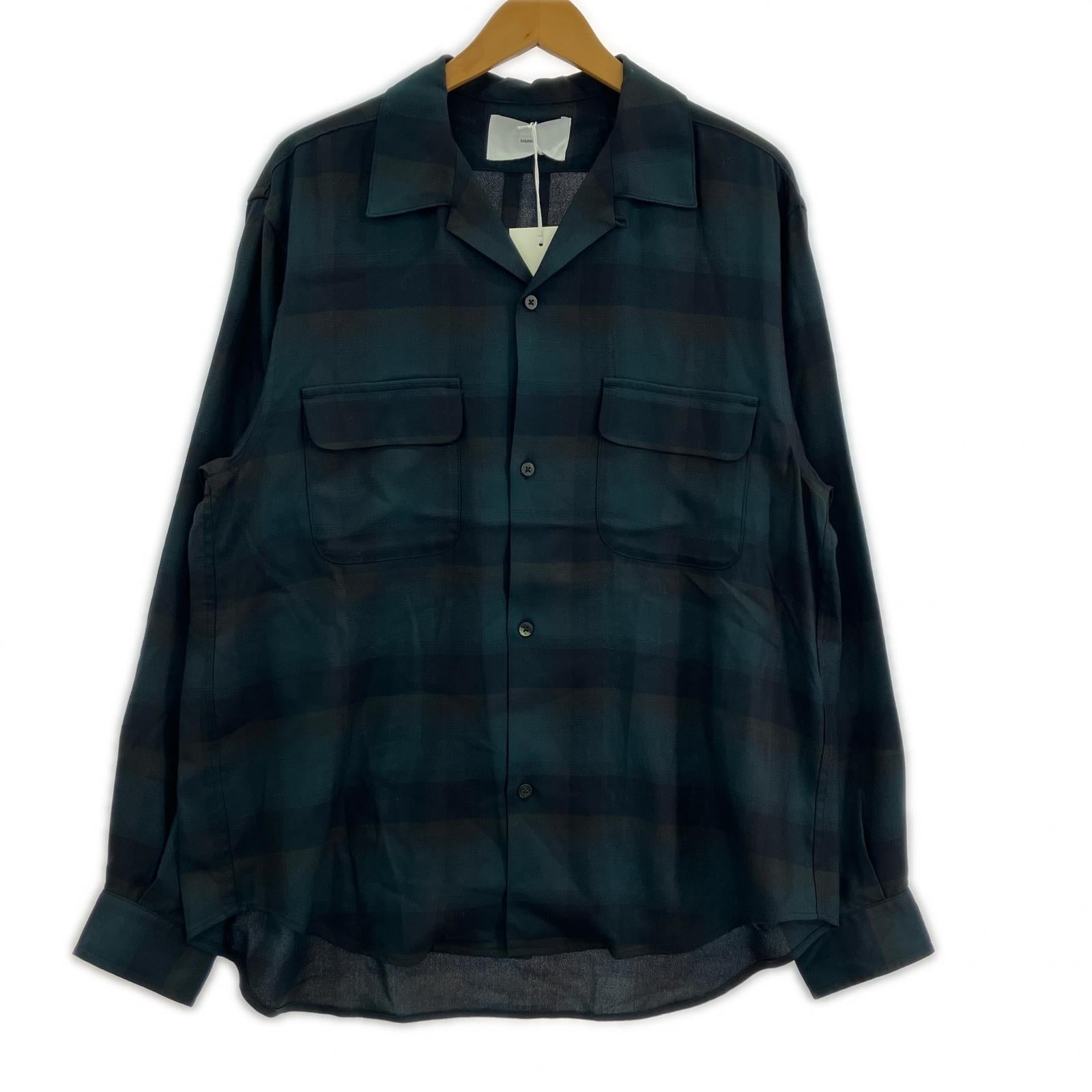 長袖シャツ PLAID OPEN COLLOR SHIRTS (2) 2 グリーン
