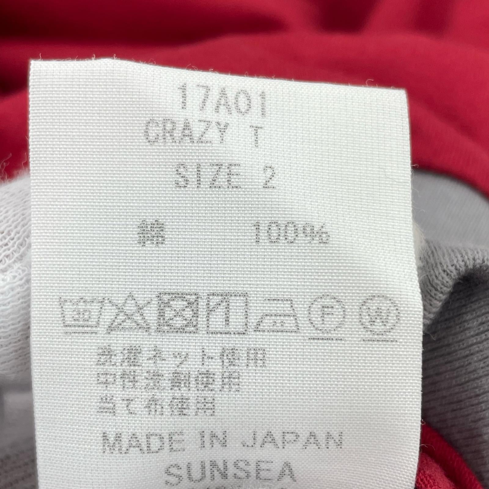 半袖Tシャツ SUNSEA クレージーTEE 2 レッド