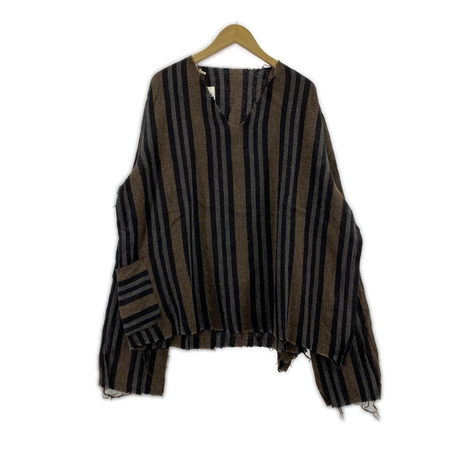 長袖Tシャツ SUNSEA シュリンケージ Vネック ストライプ 3