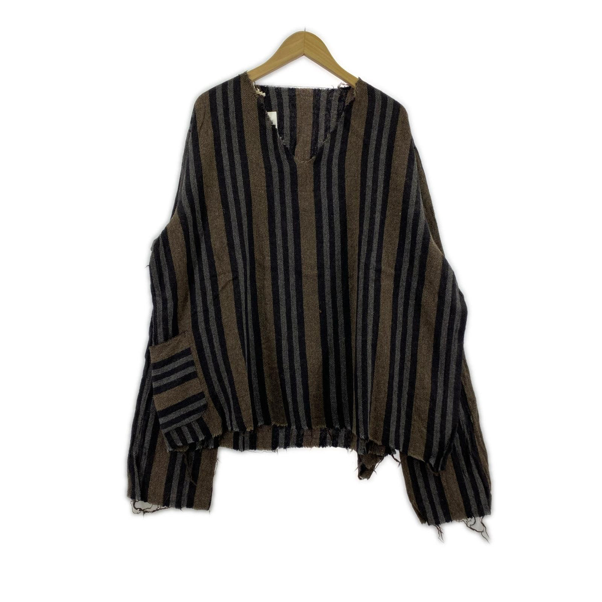 長袖Tシャツ SUNSEA シュリンケージ Vネック ストライプ 3