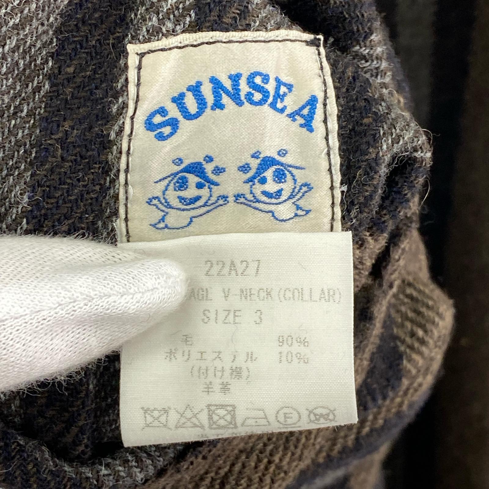 長袖Tシャツ SUNSEA シュリンケージ Vネック ストライプ 3