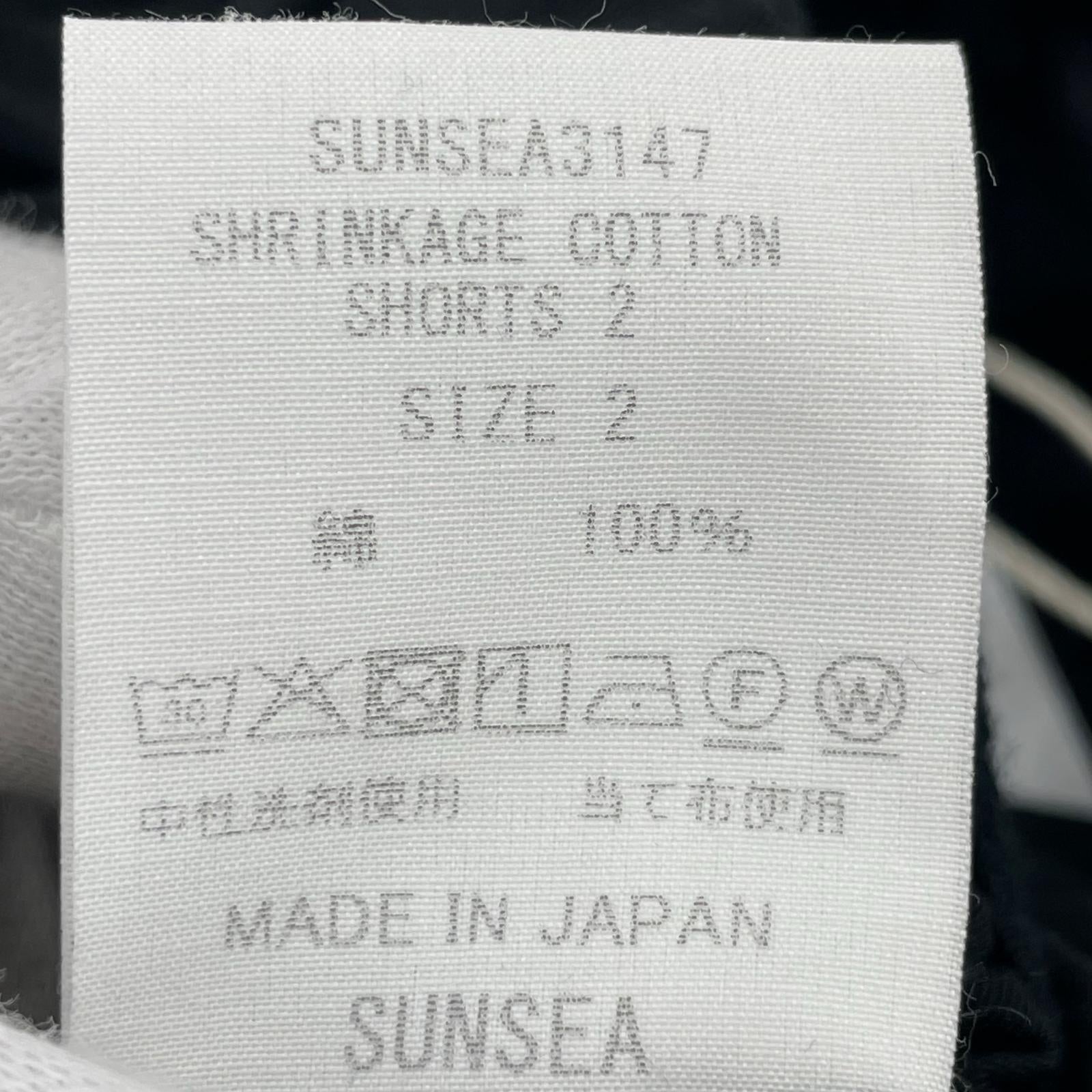 ショートパンツ SUNSEA SHRINKAGE COTTON BIG SHORTS SUNSEA3051 黒 (2) タグ付き 2 ブラック