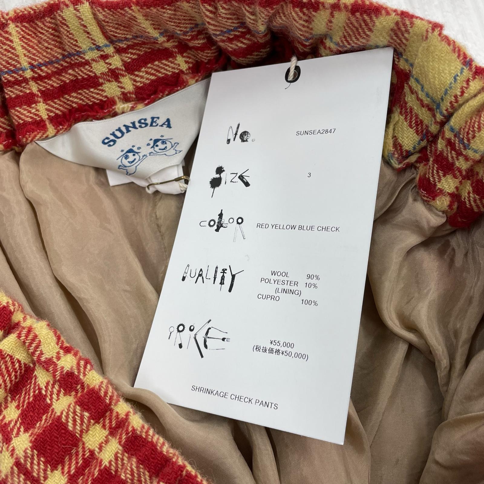 パンツ 23AW SHRINKAGE CHECK PANTS 赤黄 (3) 3 レッド