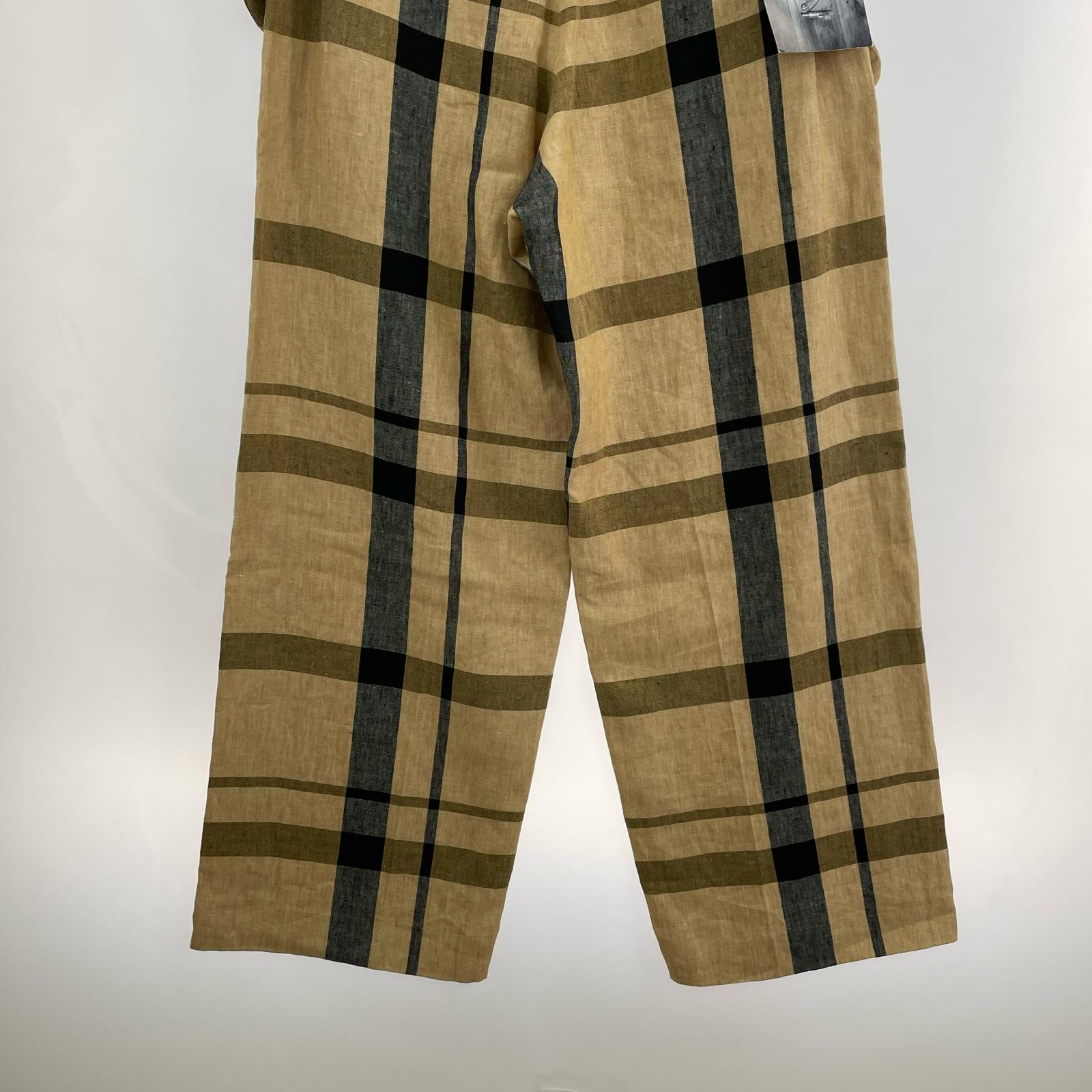 パンツ BANGLADESH LINEN W/耳 WIDE PANTS/2/ベージュ ブラック/チェック/SUNSEA2746 2 ブラウン