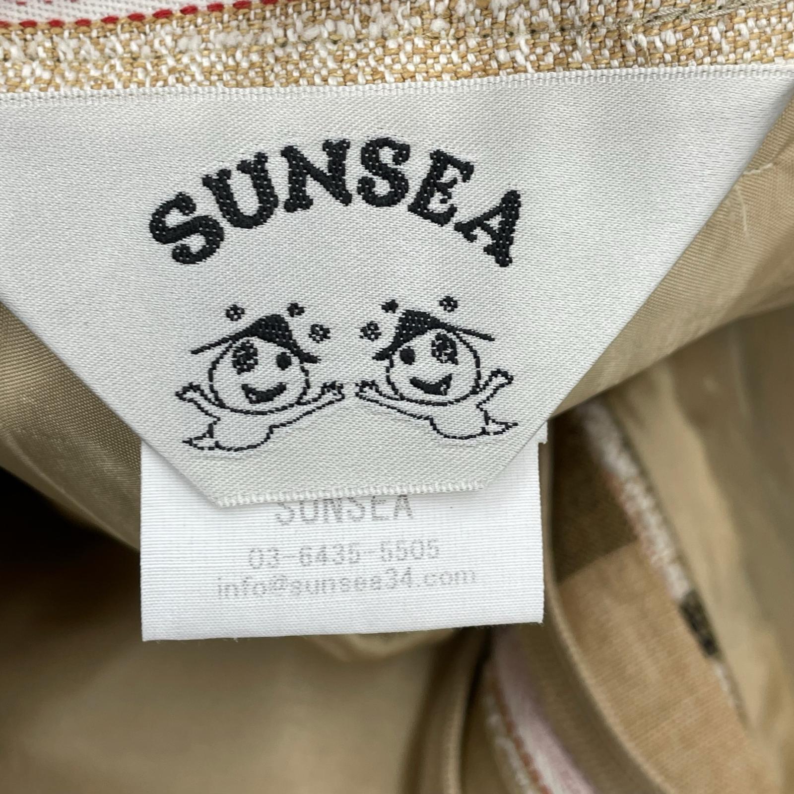 パンツ BANGLADESH LINEN W/耳 WIDE PANTS/2/ベージュ ブラック/チェック/SUNSEA2746 2 ブラウン