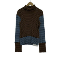 長袖Tシャツ SUNSEA BORDER STRIPE TURTLE-T タートルネックカットソー 2 ブラウン×ブルー 2