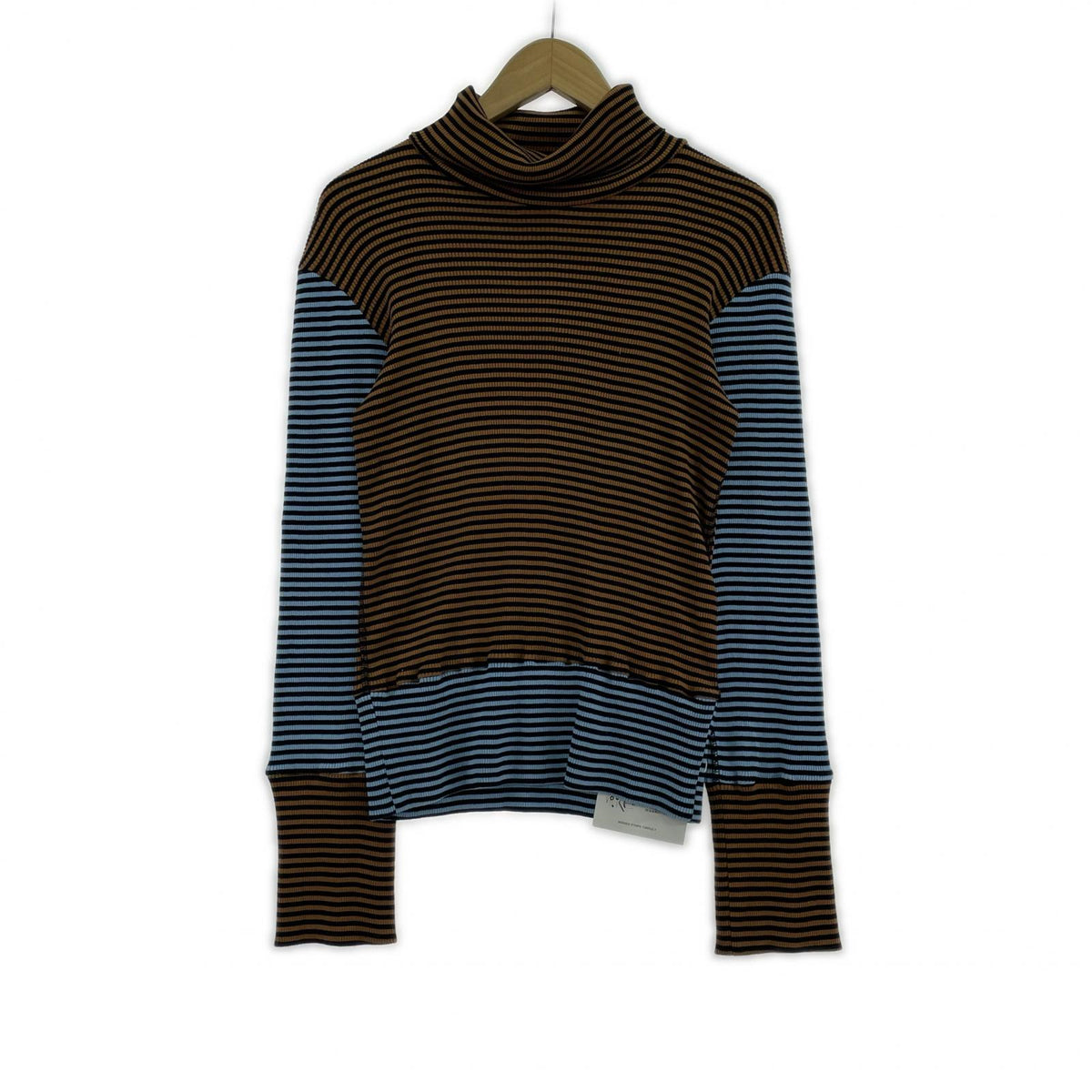 長袖Tシャツ SUNSEA BORDER STRIPE TURTLE-T タートルネックカットソー 2 ブラウン×ブルー 2