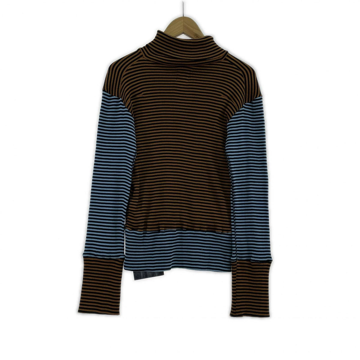 長袖Tシャツ SUNSEA BORDER STRIPE TURTLE-T タートルネックカットソー 2 ブラウン×ブルー 2