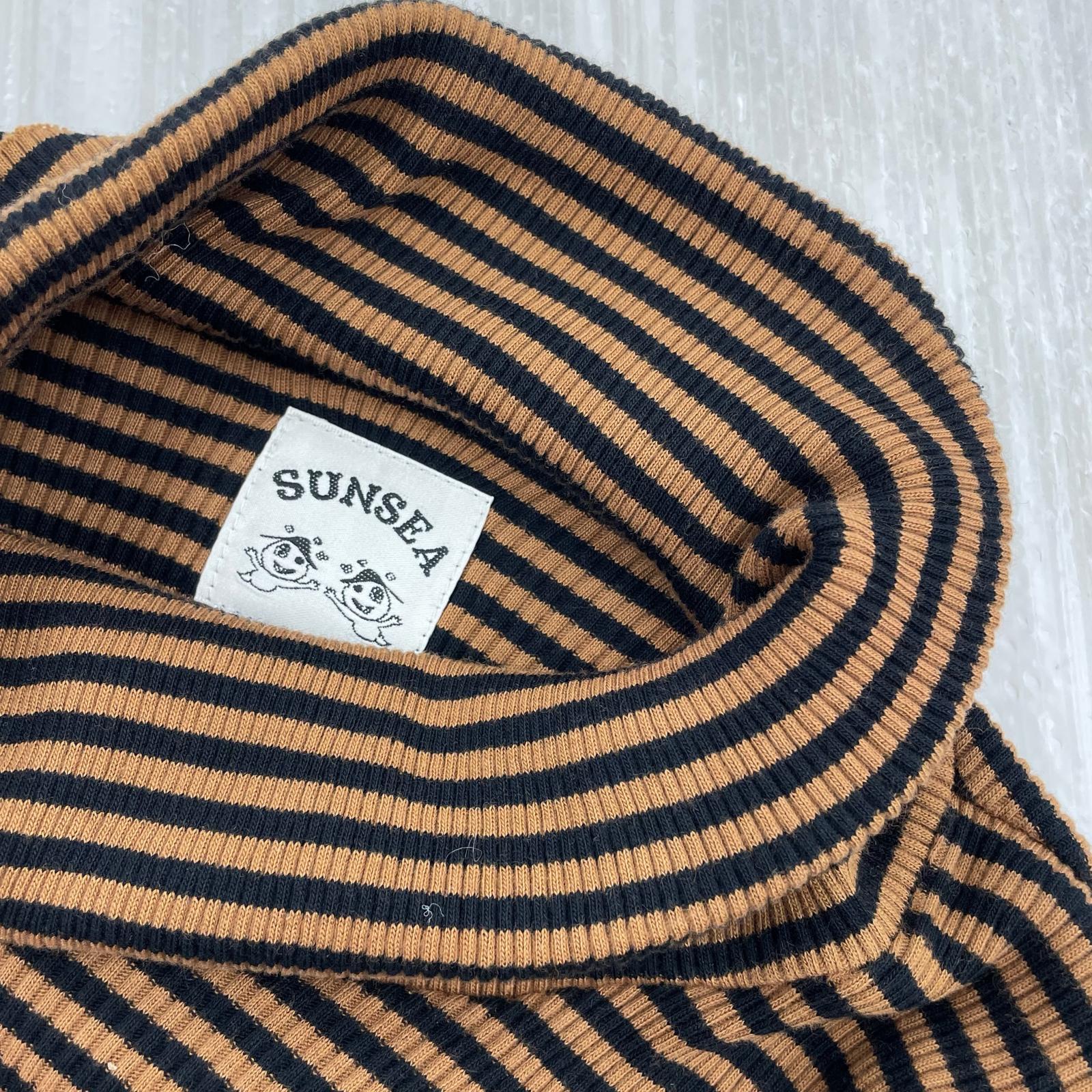 長袖Tシャツ SUNSEA BORDER STRIPE TURTLE-T タートルネックカットソー 2 ブラウン×ブルー 2