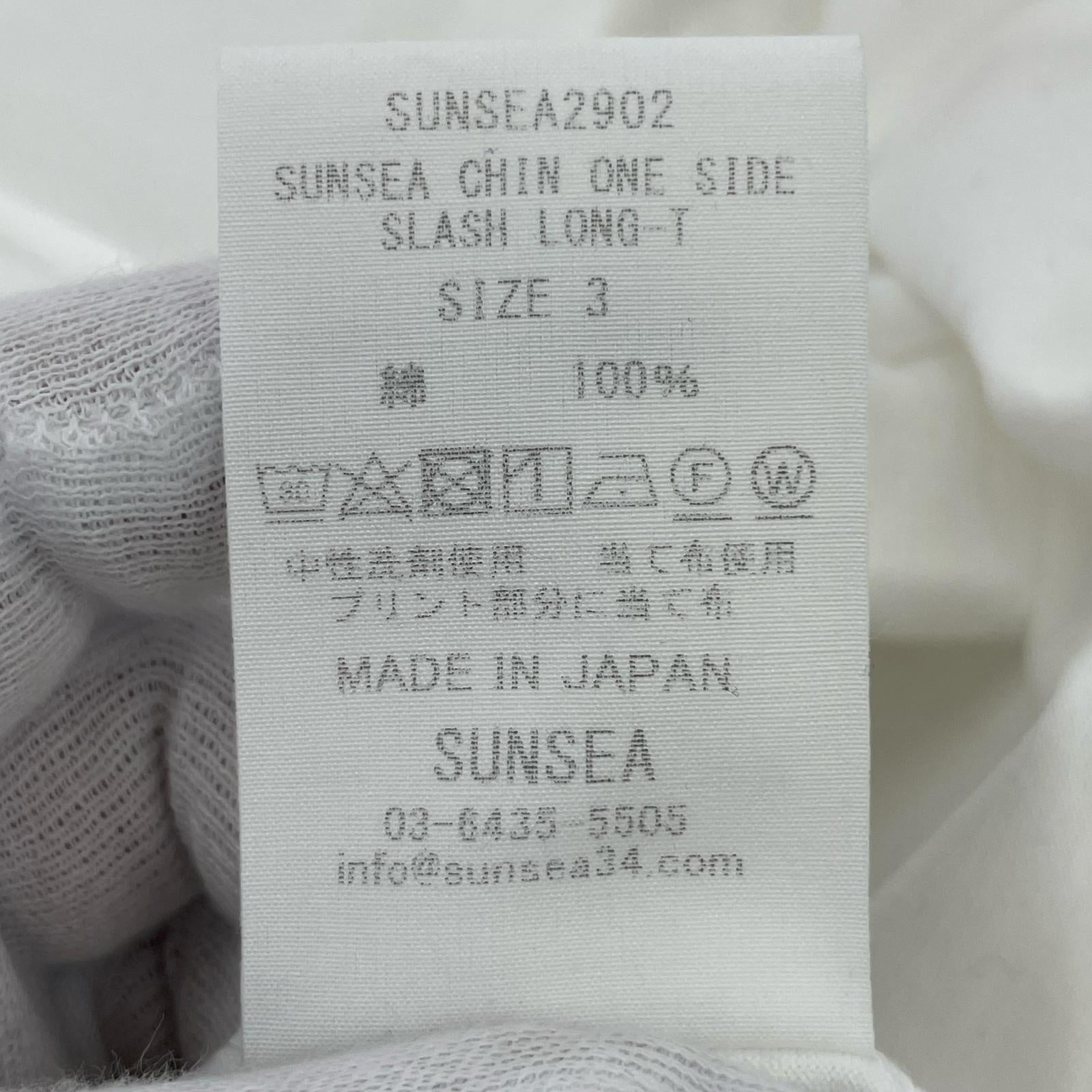 半袖Tシャツ SUNSEA ワンサイドスラッシュロングTシャツ 3 ホワイト
