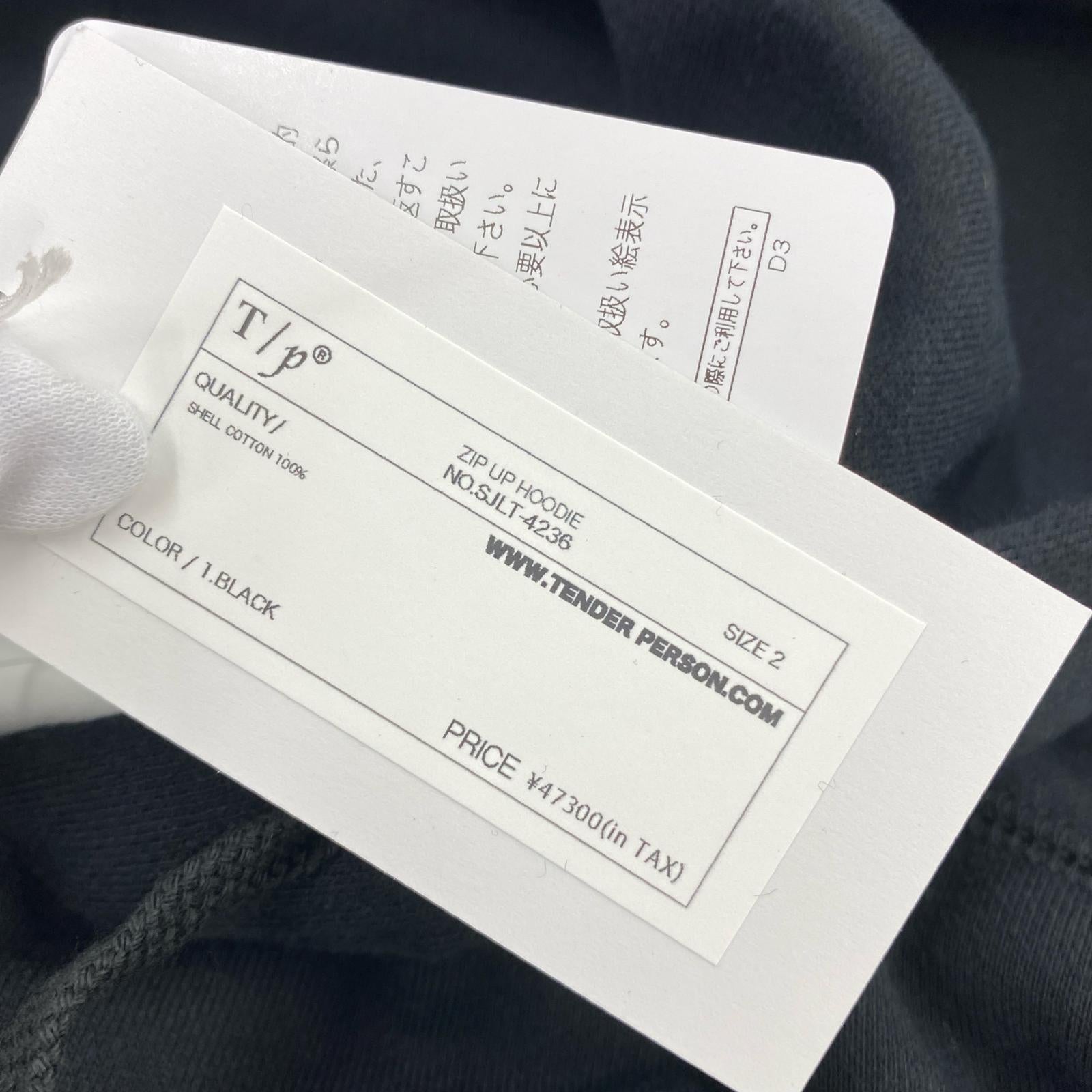 パーカー Tender person zip フーディ 2 ブラック