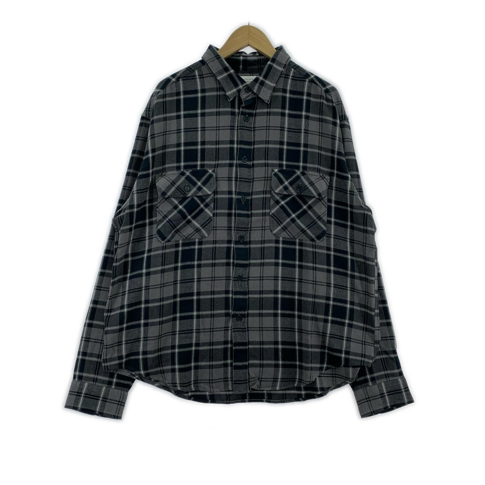 長袖シャツ レーヨンチェックシャツ (2) US2524 4 グレー