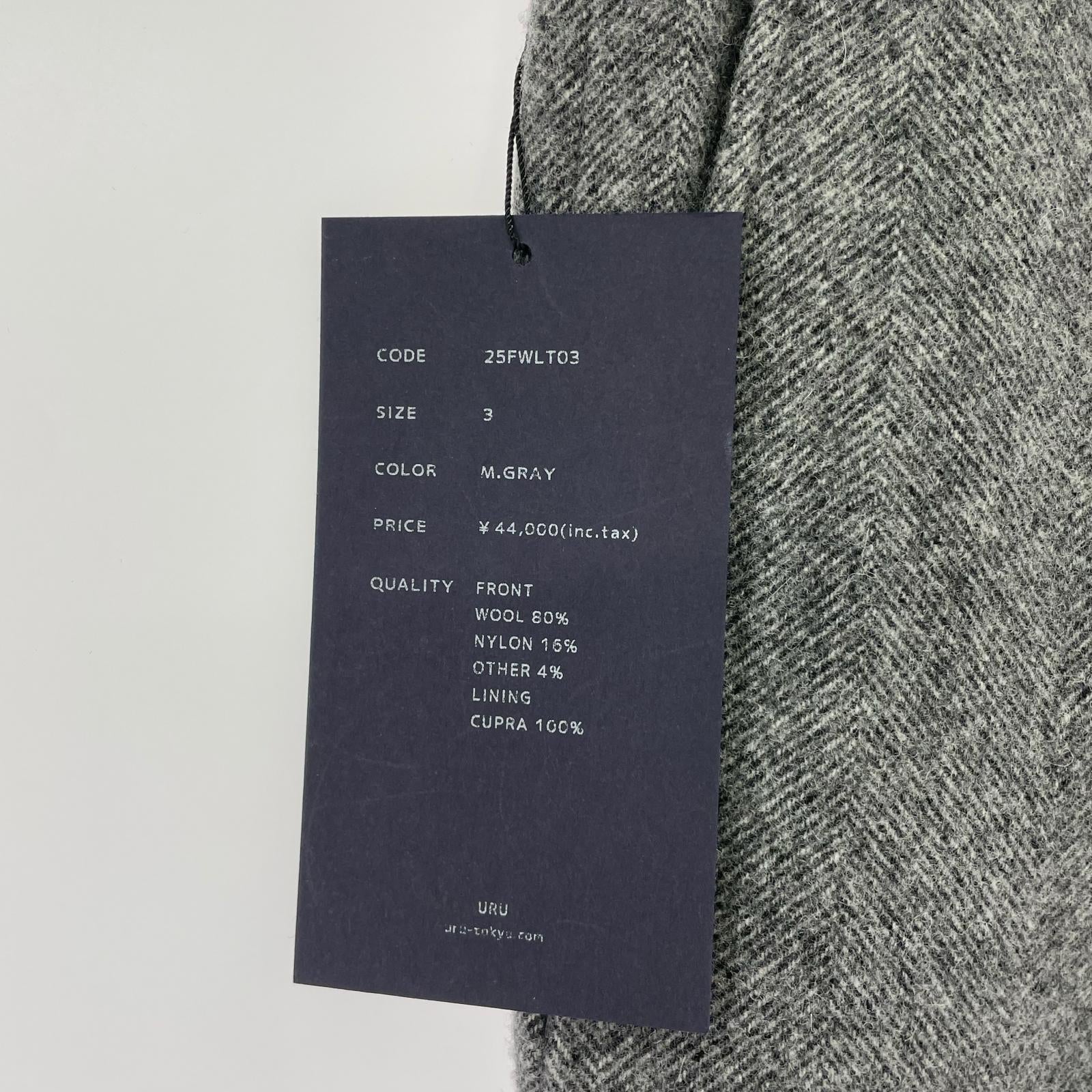 パンツ 25AW WOOL LIGHT TWEED 1 TUCK PANTS グレー (3) 3 グレー