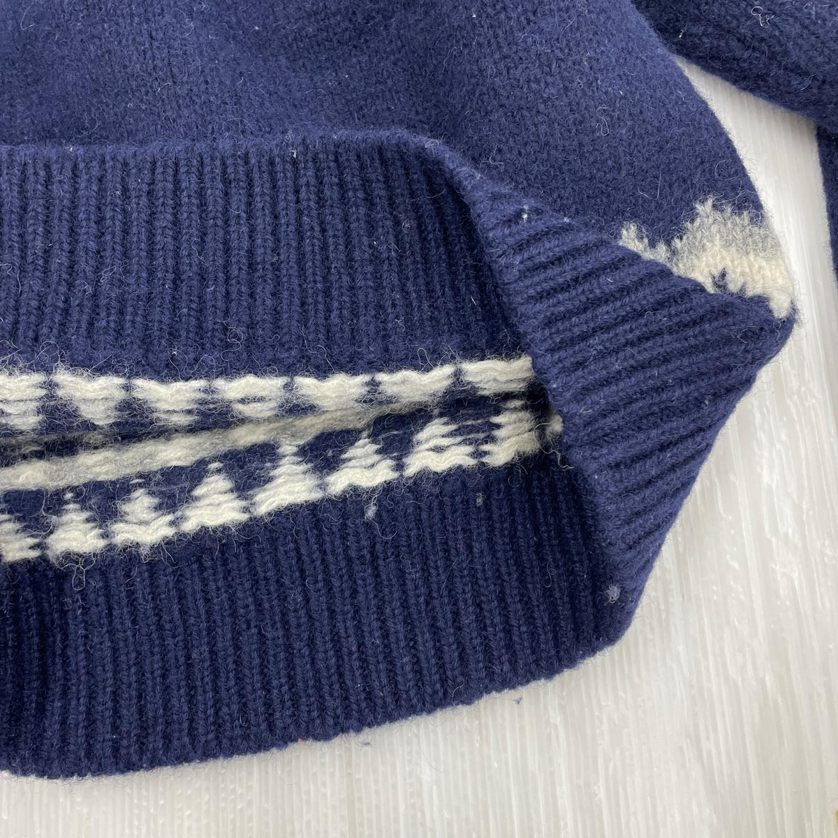 ニット ノルディック柄 ウール 紺(M) M