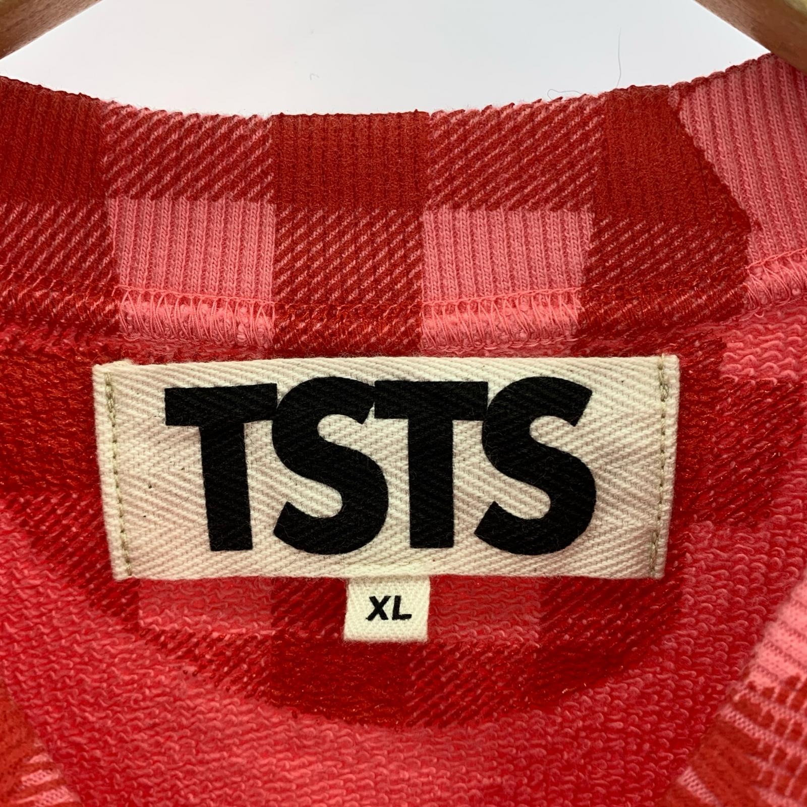 スウェット TSTS チェックスウェット (XL) レッド
